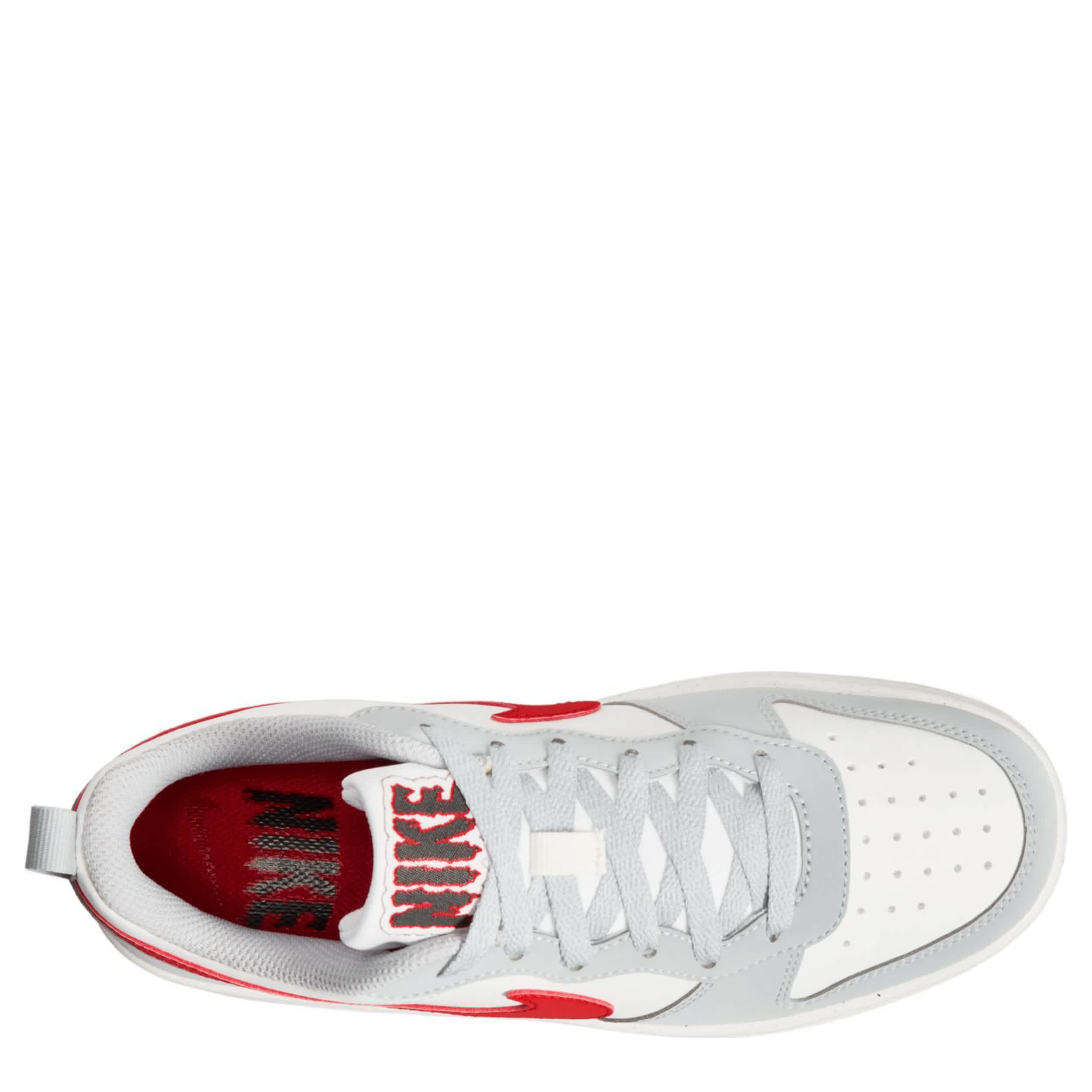 NIKE-BOYS BIG KID COURT BOROUGH LOW SNEAKER-GREY & RED