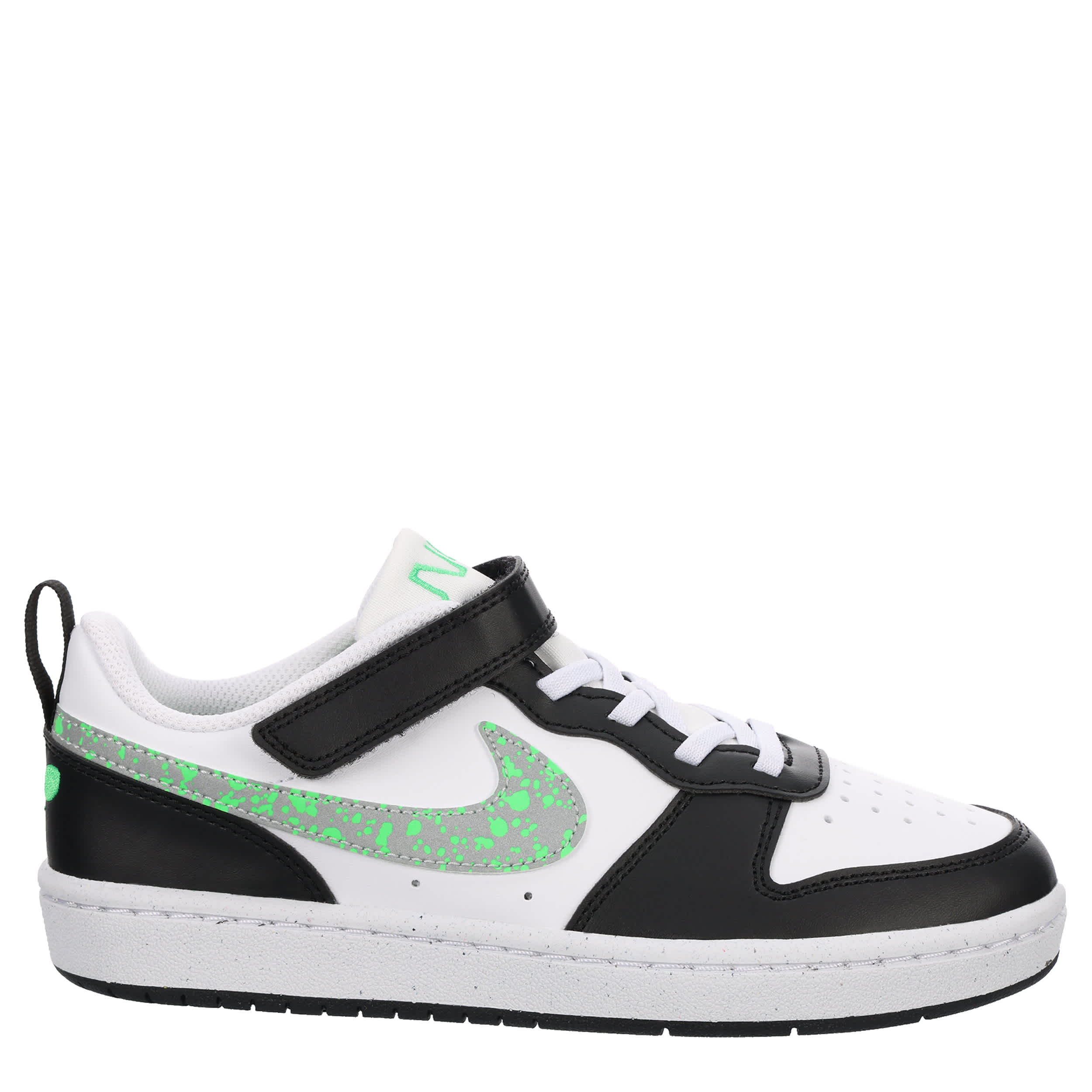 NIKE-BOYS LITTLE KID COURT BOROUGH LOW RECRAFT SNEAKER-BLACK & LIME