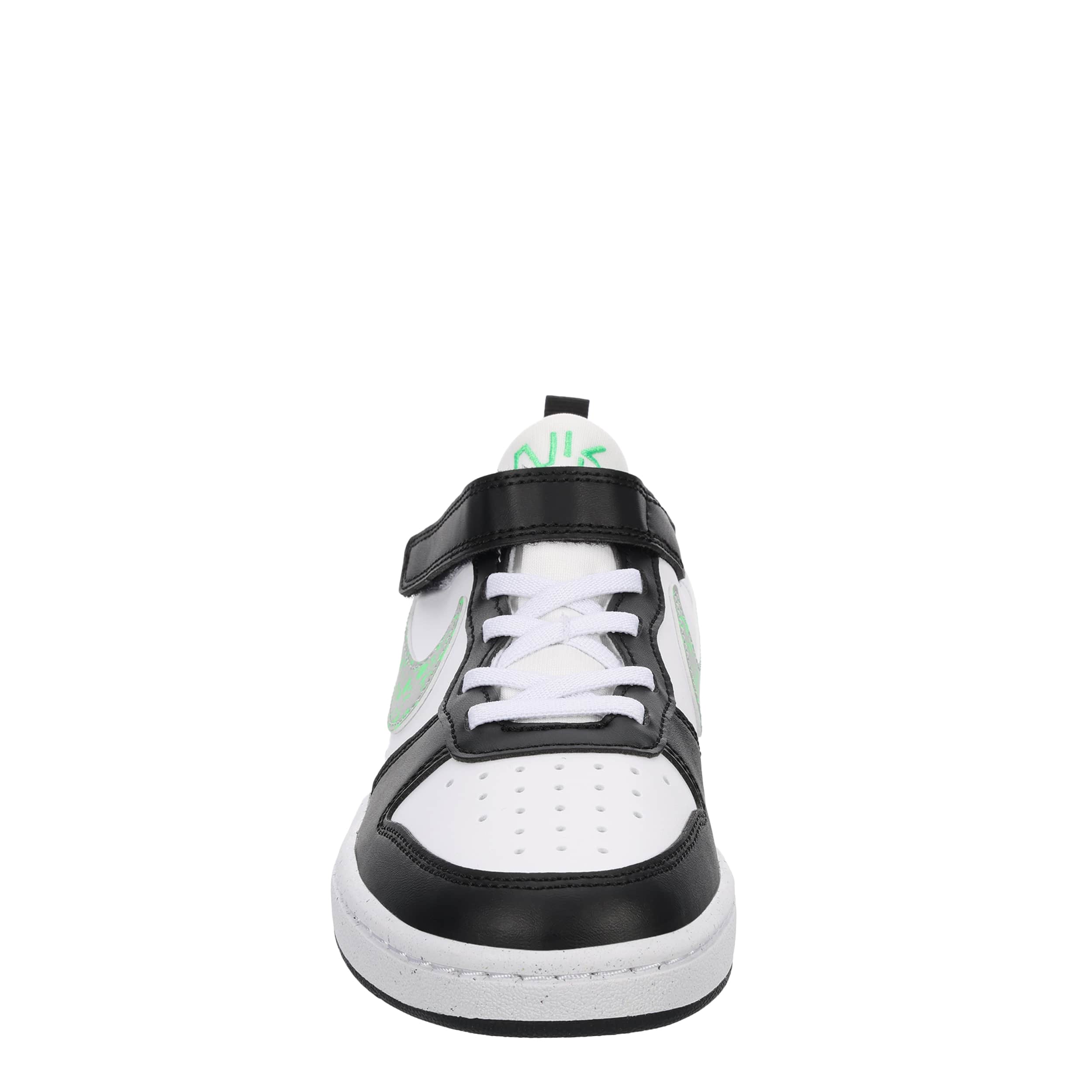 NIKE-BOYS LITTLE KID COURT BOROUGH LOW RECRAFT SNEAKER-BLACK & LIME