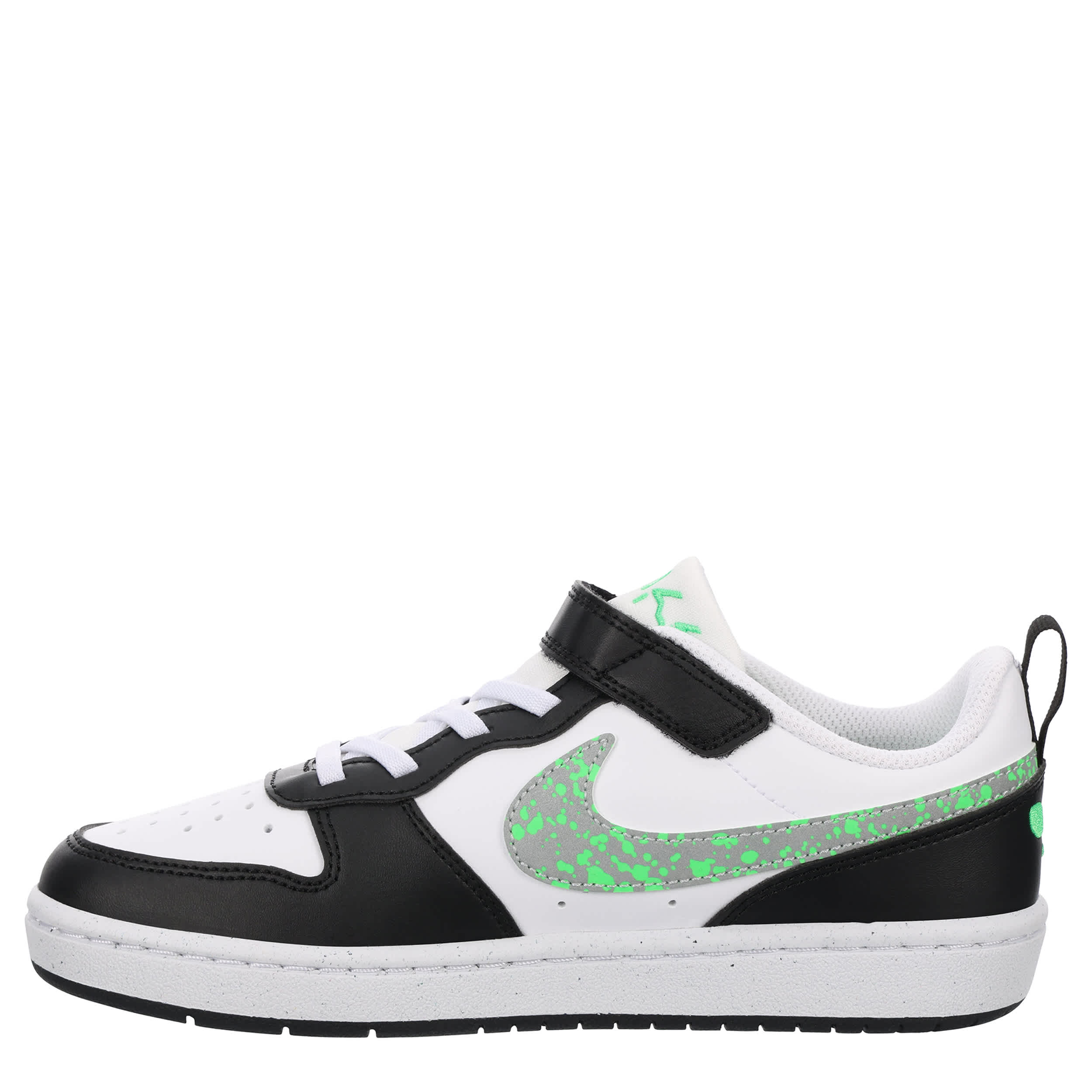NIKE-BOYS LITTLE KID COURT BOROUGH LOW RECRAFT SNEAKER-BLACK & LIME