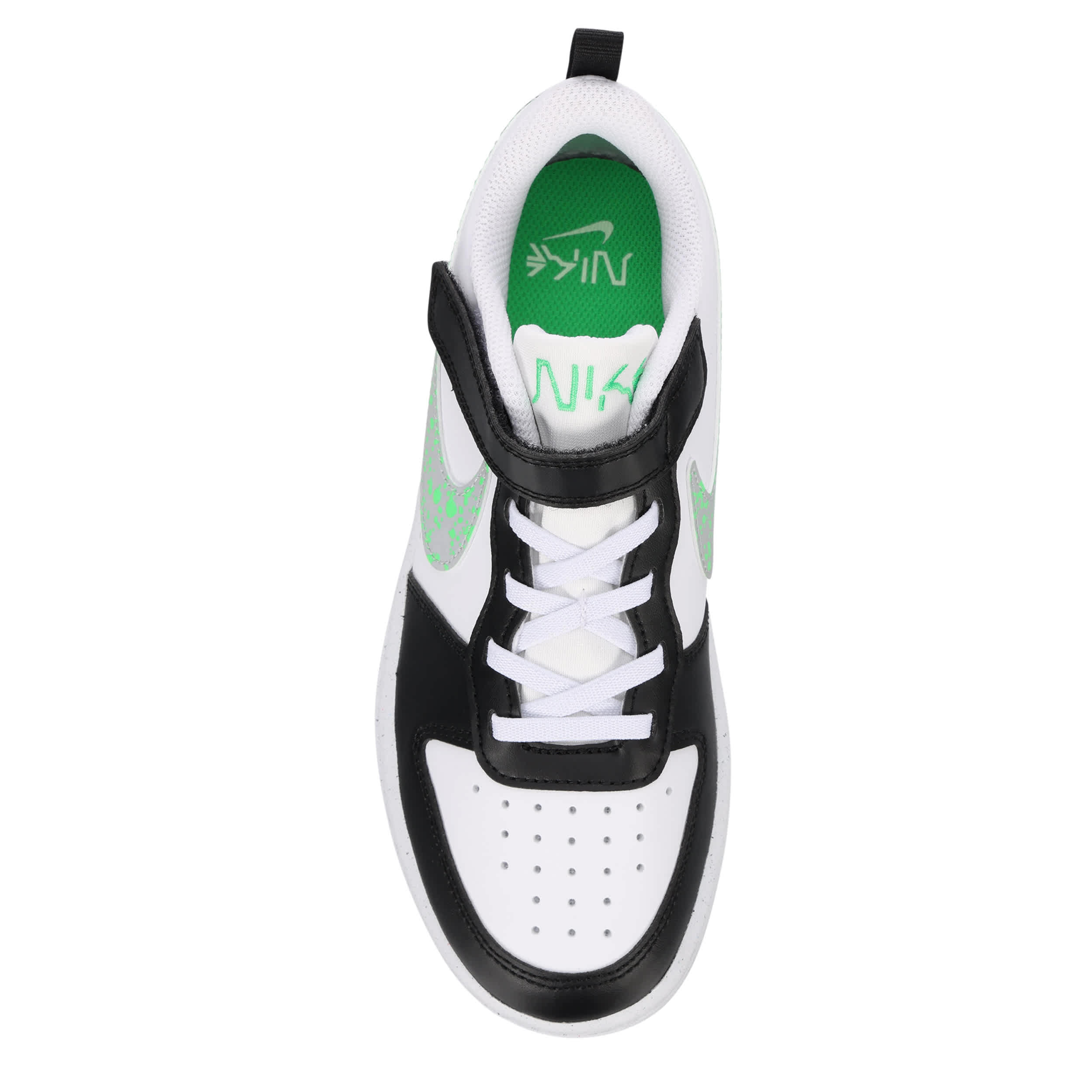 NIKE-BOYS LITTLE KID COURT BOROUGH LOW RECRAFT SNEAKER-BLACK & LIME