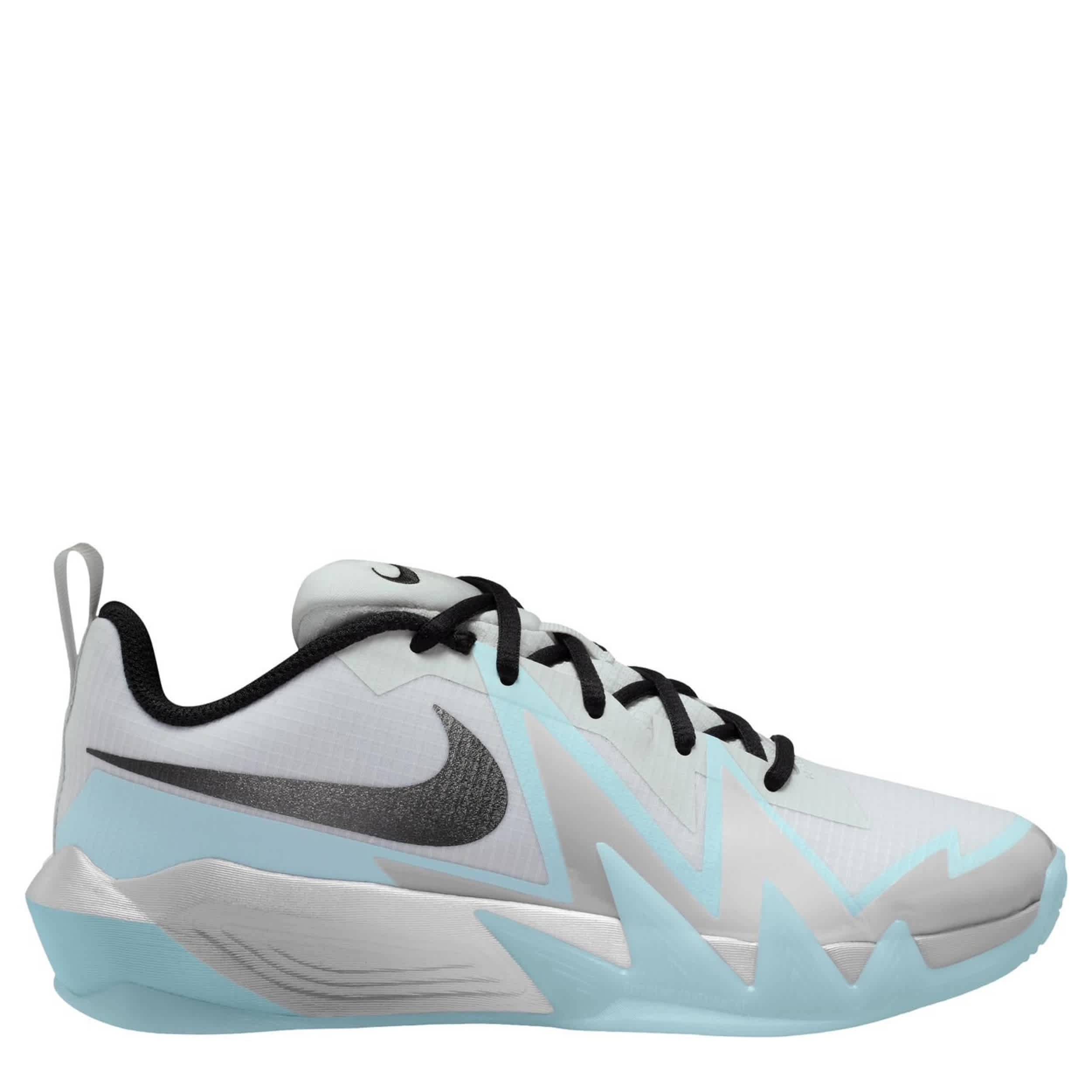 NIKE-GIRLS BIG KID ST DYNAMITE BASKETBALL SHOE-PLATINUM & LIGHT BLUE