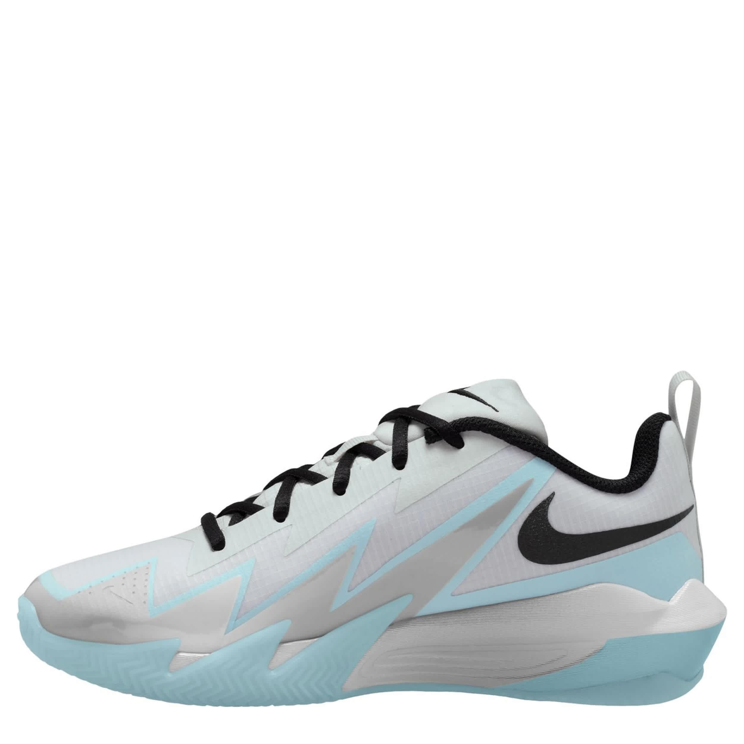 NIKE-GIRLS BIG KID ST DYNAMITE BASKETBALL SHOE-PLATINUM & LIGHT BLUE