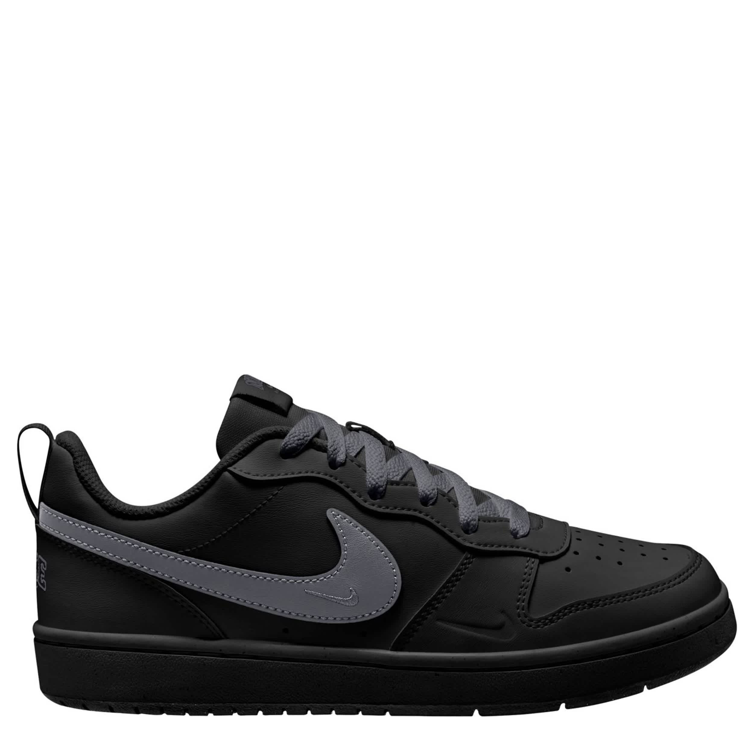 NIKE-BOYS BIG KID COURT BOROUGH LOW SNEAKER-BLACK & DARK GREY