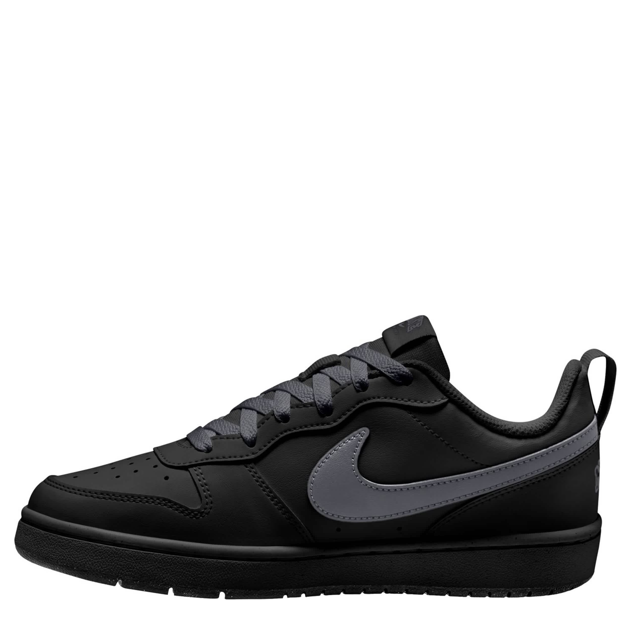 NIKE-BOYS BIG KID COURT BOROUGH LOW SNEAKER-BLACK & DARK GREY
