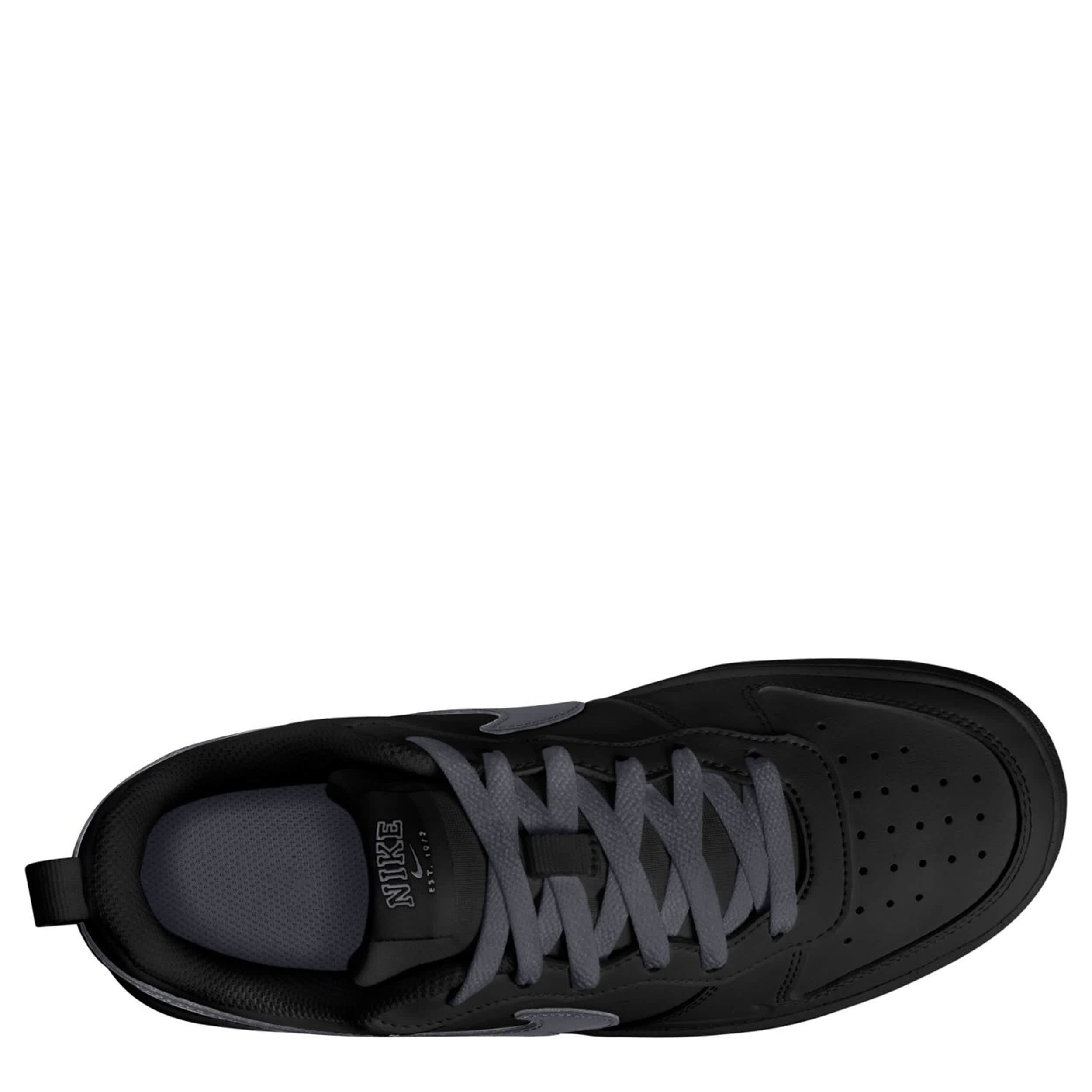 NIKE-BOYS BIG KID COURT BOROUGH LOW SNEAKER-BLACK & DARK GREY