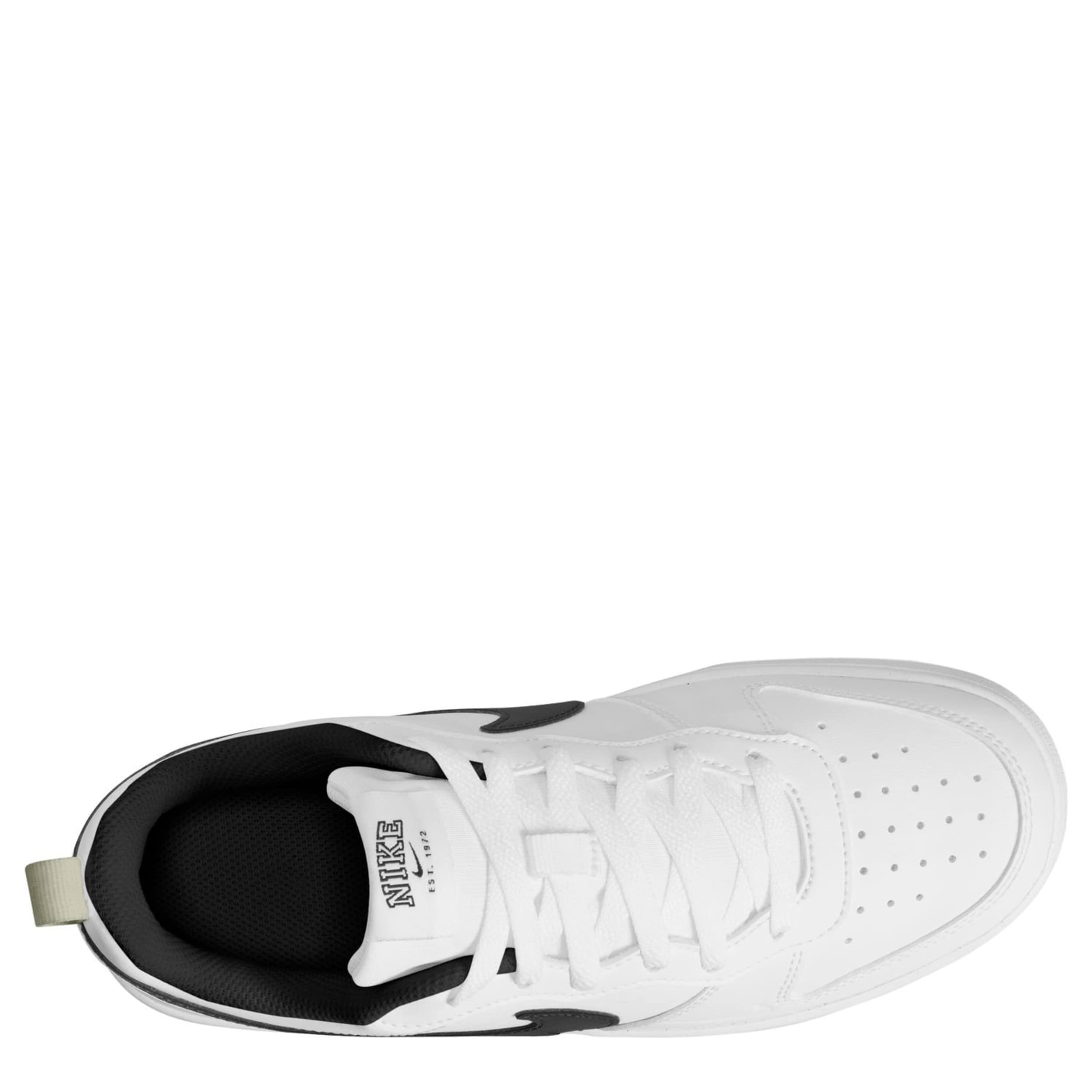 NIKE-BOYS BIG KID COURT BOROUGH LOW SNEAKER-WHITE & BLACK