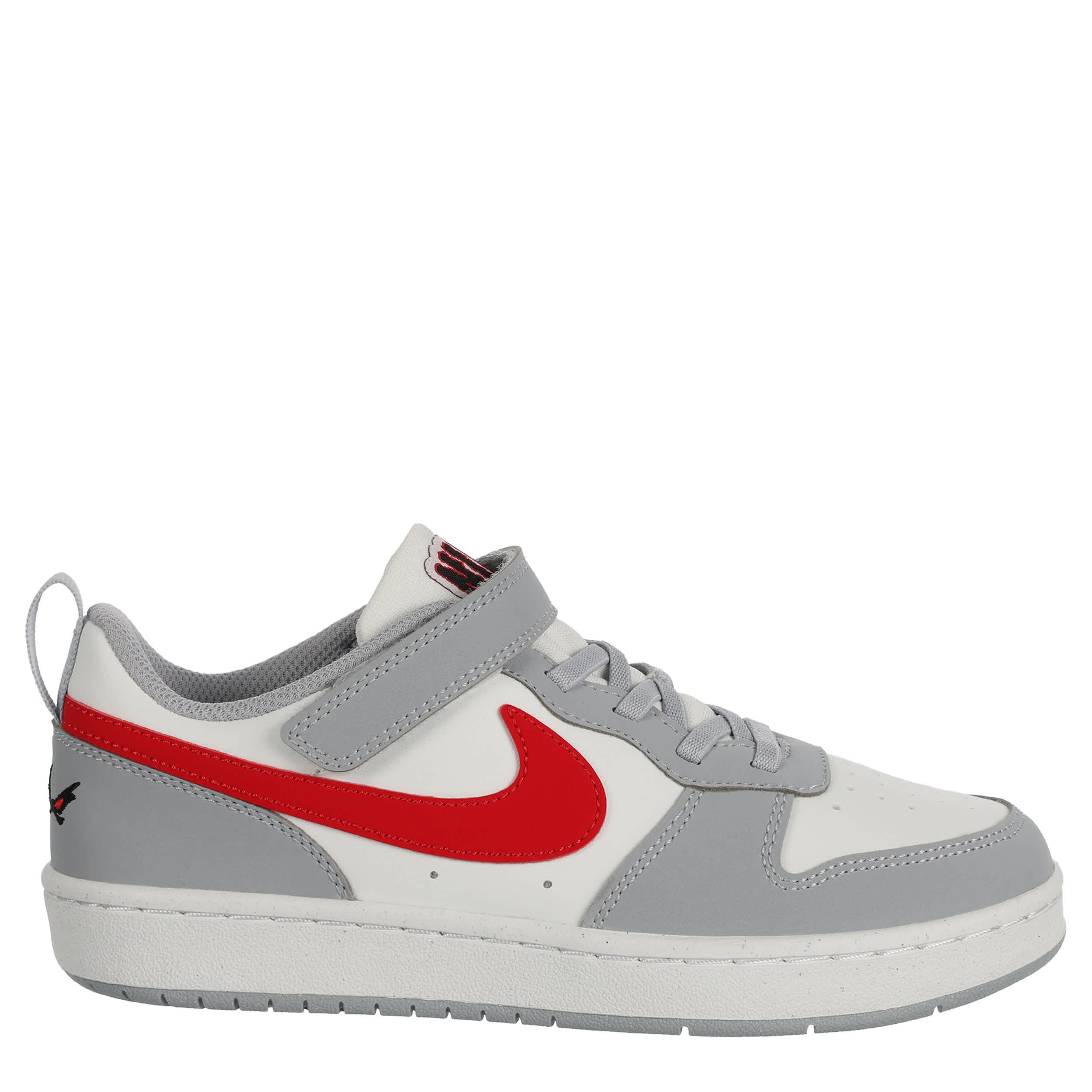 NIKE-BOYS LITTLE KID COURT BOROUGH LOW SNEAKER-GREY & RED