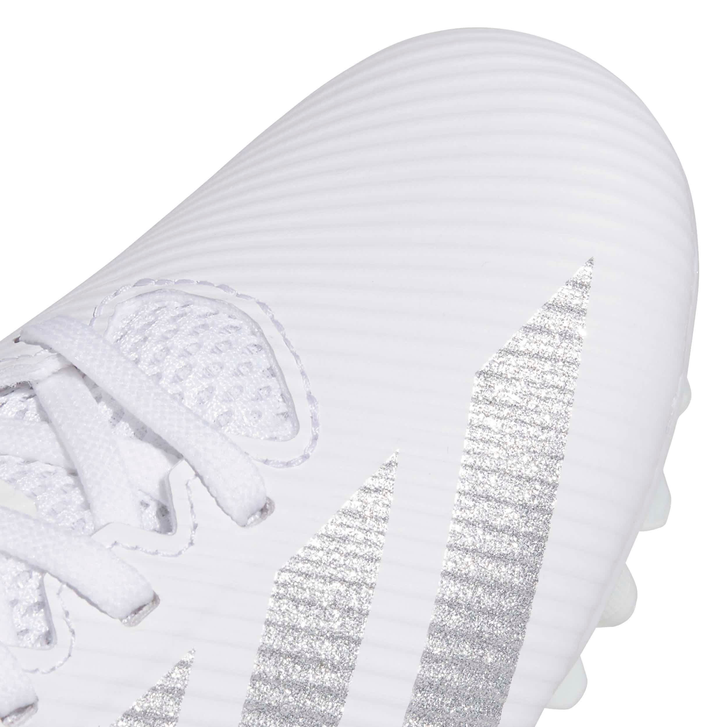 ADIDAS-GIRLS LITTLE-BIG KID ADIZERO ELECTRIC.2 FOOTBALL CLEAT-WHITE & SILVER