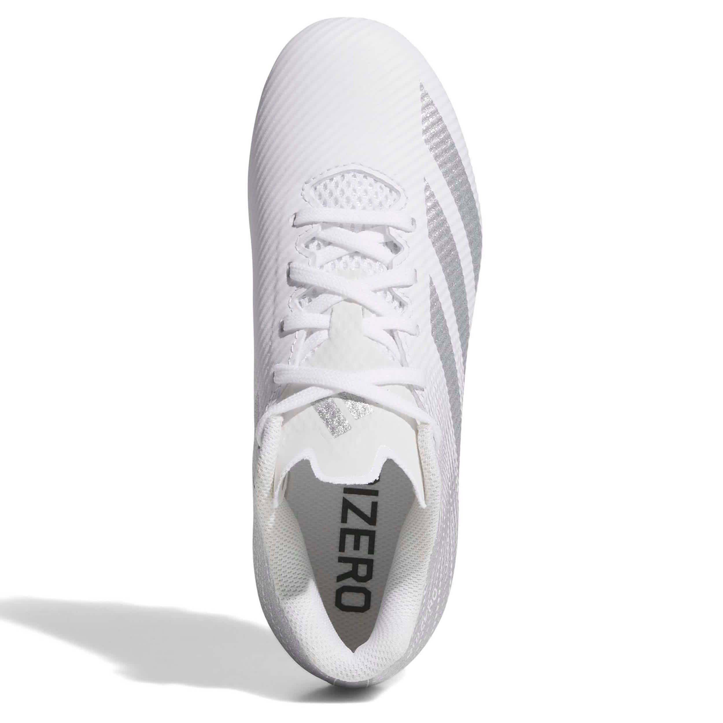 ADIDAS-GIRLS LITTLE-BIG KID ADIZERO ELECTRIC.2 FOOTBALL CLEAT-WHITE & SILVER