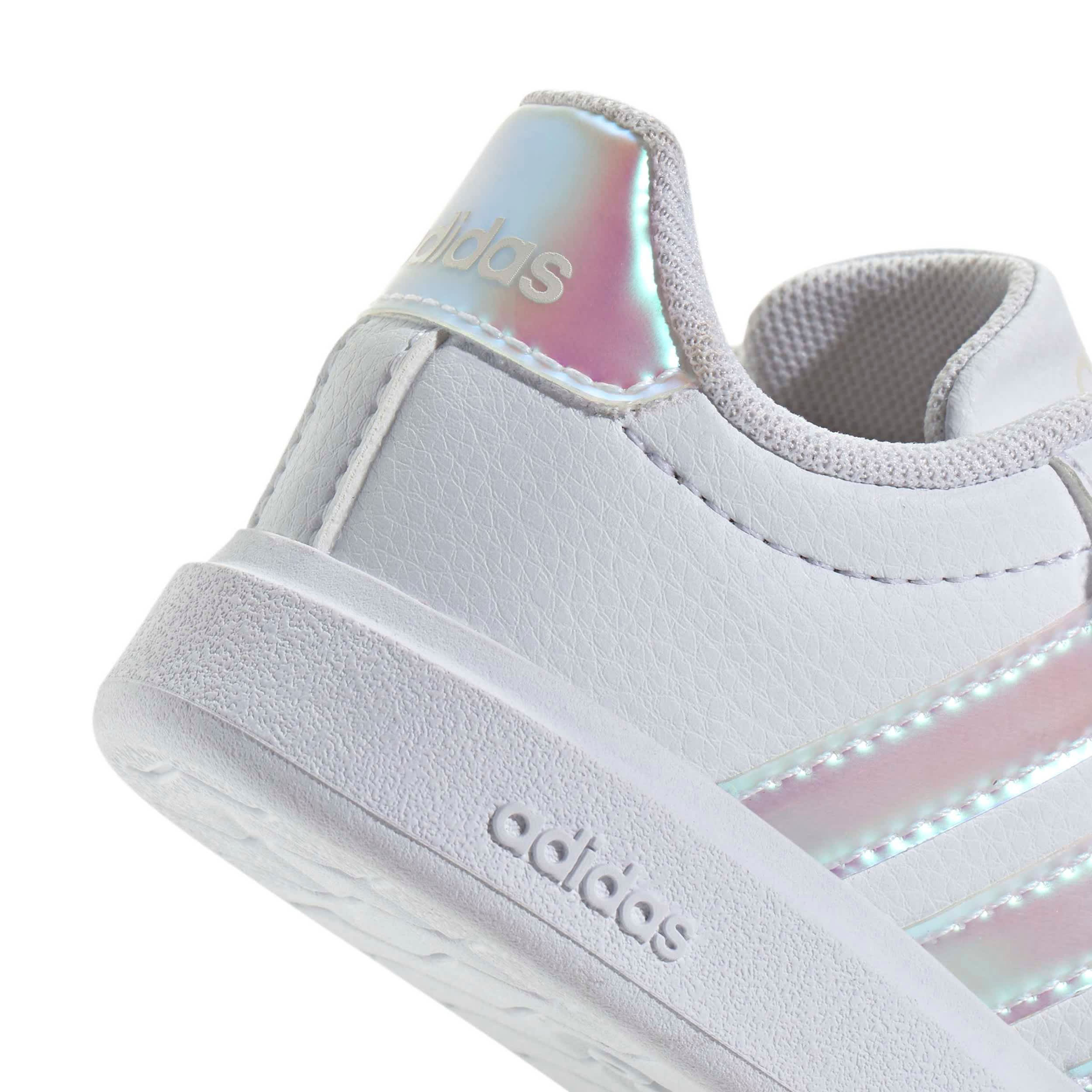 ADIDAS-GIRLS INFANT-TODDLER STREETTALK SNEAKER-WHITE & MED METALLIC