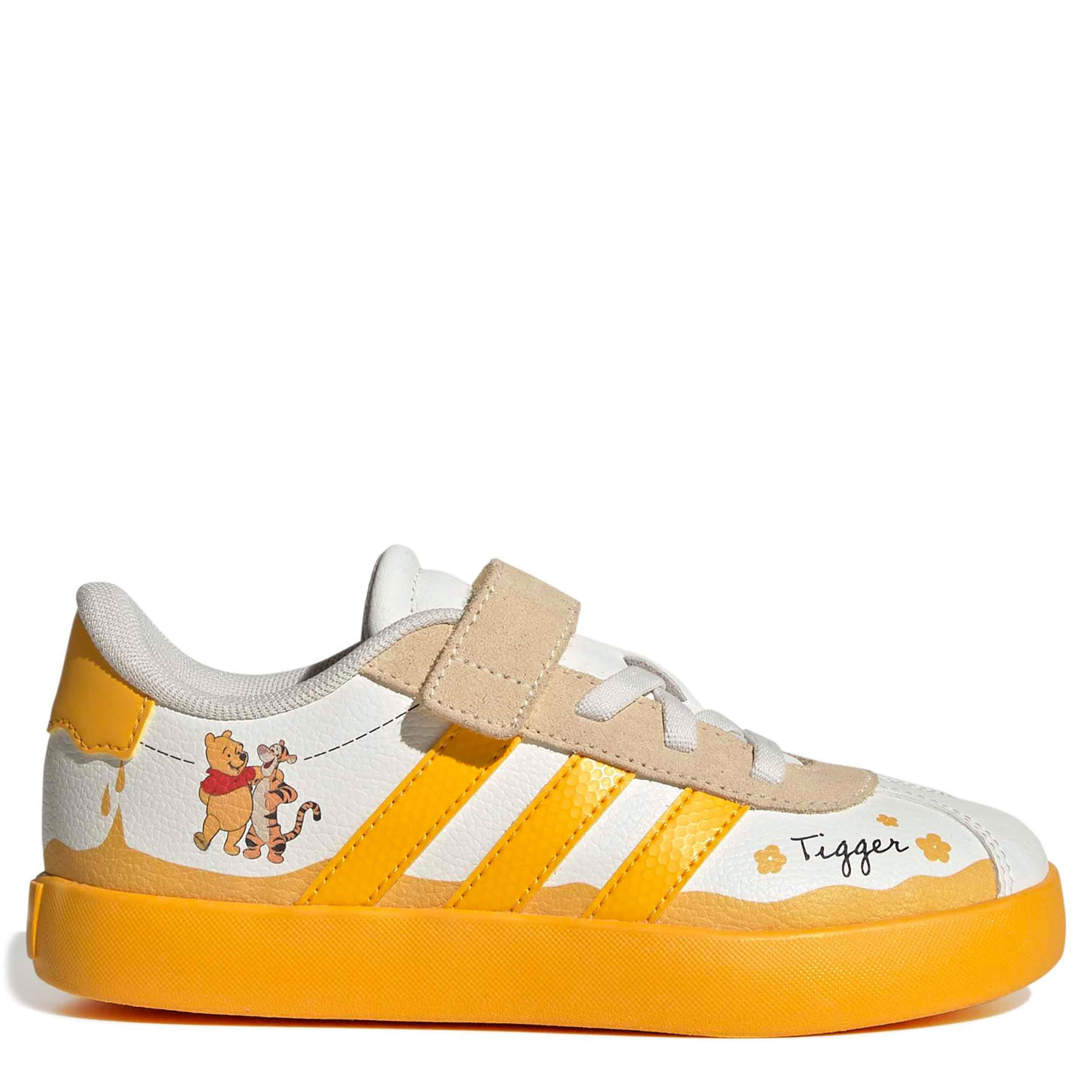 ADIDAS-BOYS LITTLE KID VL COURT 3.0 SNEAKER-OFF WHITE & YELLOW