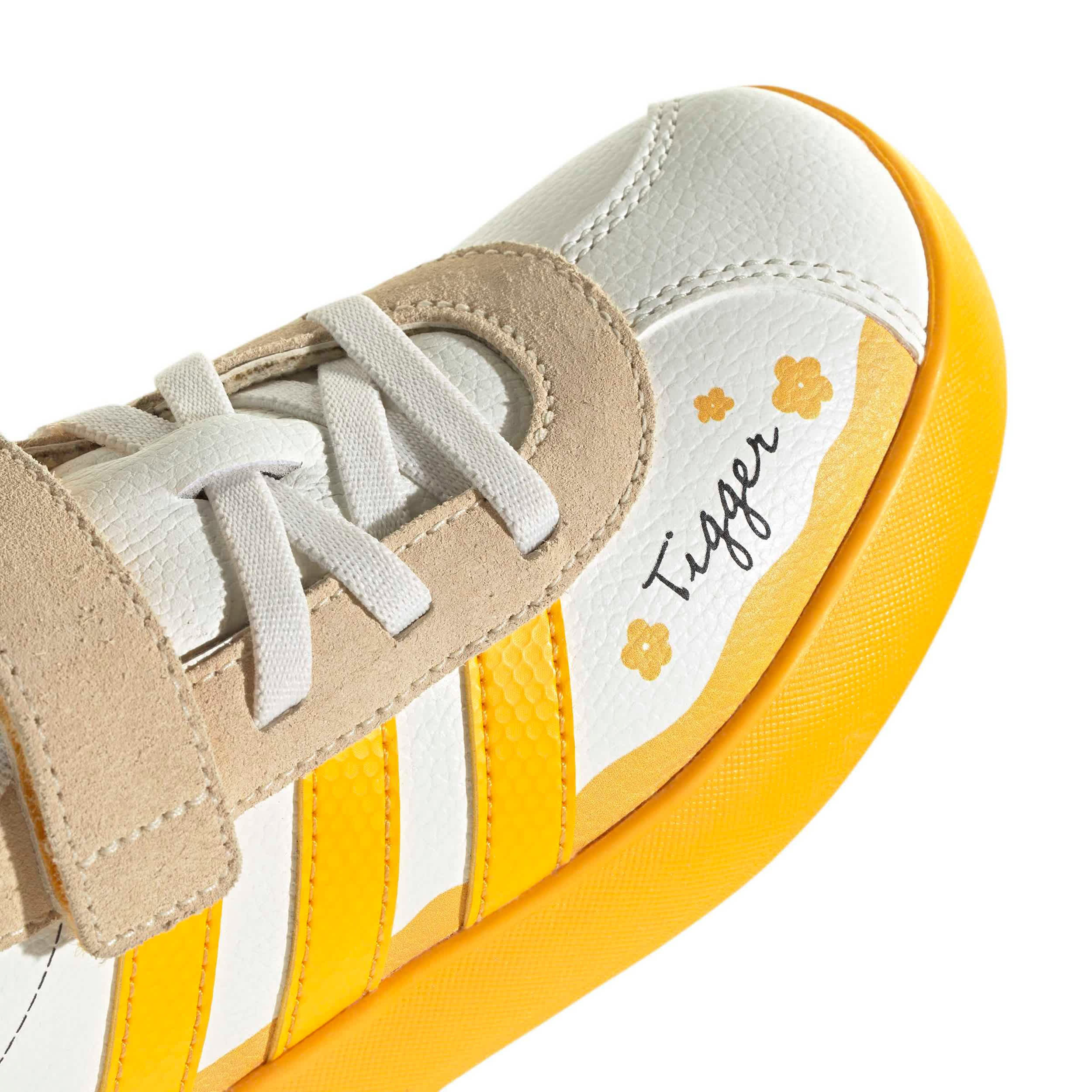 ADIDAS-BOYS LITTLE KID VL COURT 3.0 SNEAKER-OFF WHITE & YELLOW