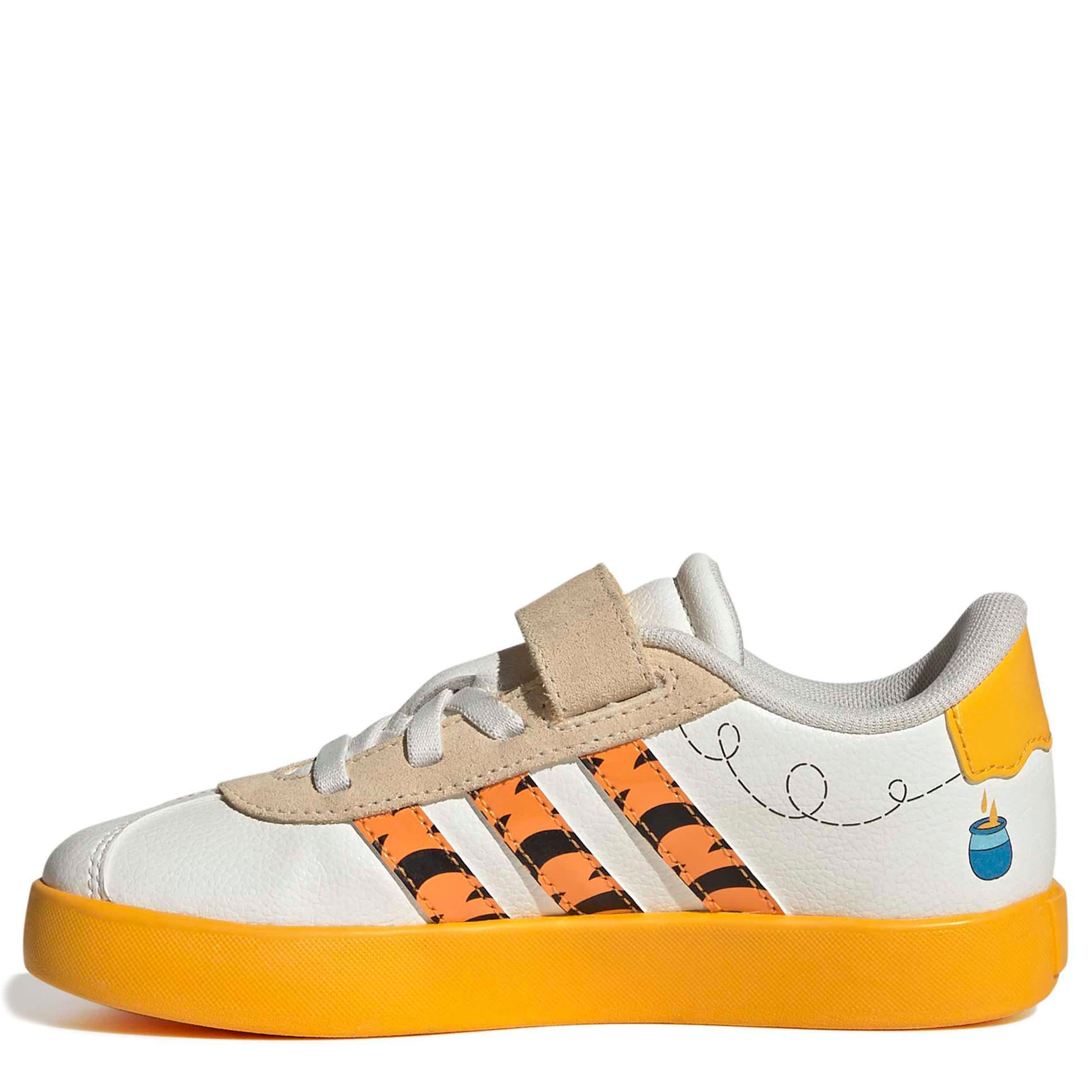 ADIDAS-BOYS LITTLE KID VL COURT 3.0 SNEAKER-OFF WHITE & YELLOW