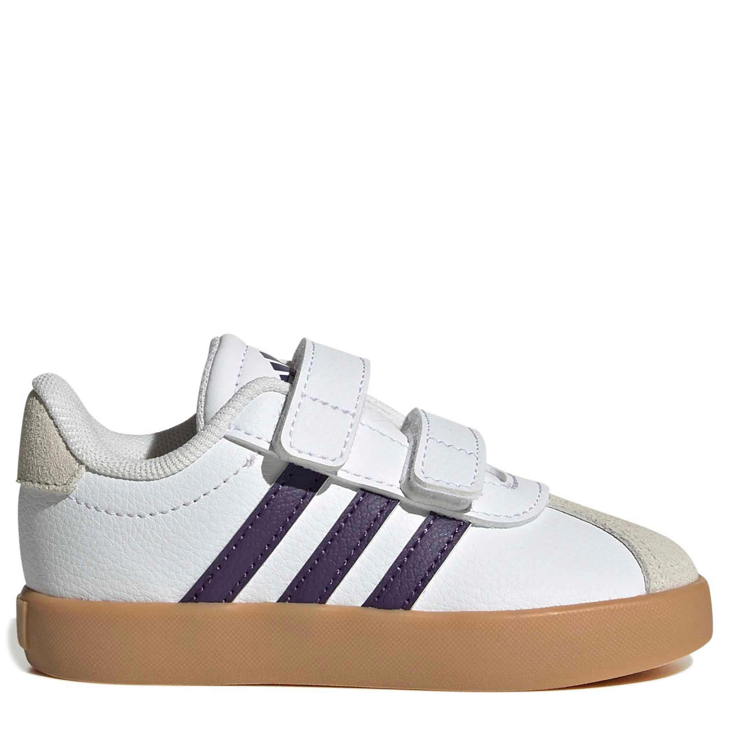ADIDAS-GIRLS TODDLER VL COURT 3.0 SNEAKER-WHITE & PURPLE