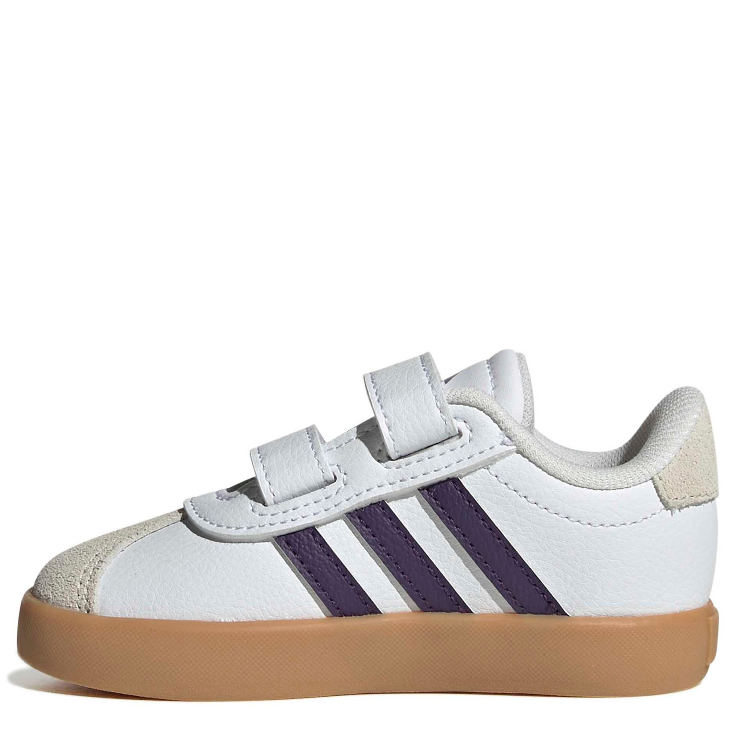 ADIDAS-GIRLS TODDLER VL COURT 3.0 SNEAKER-WHITE & PURPLE