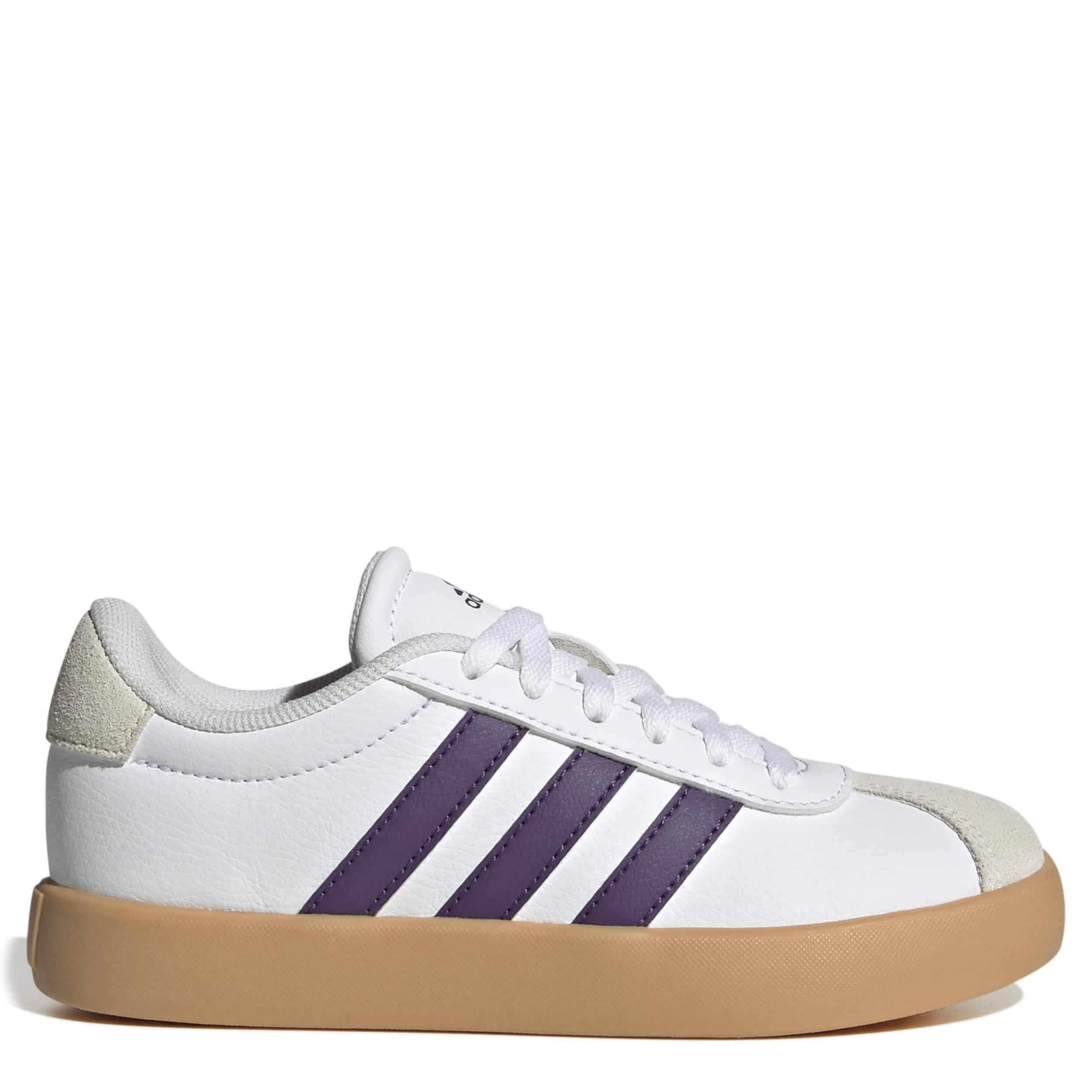 ADIDAS-GIRLS LITTLE-BIG KID VL COURT 3.0 SNEAKER-WHITE & PURPLE