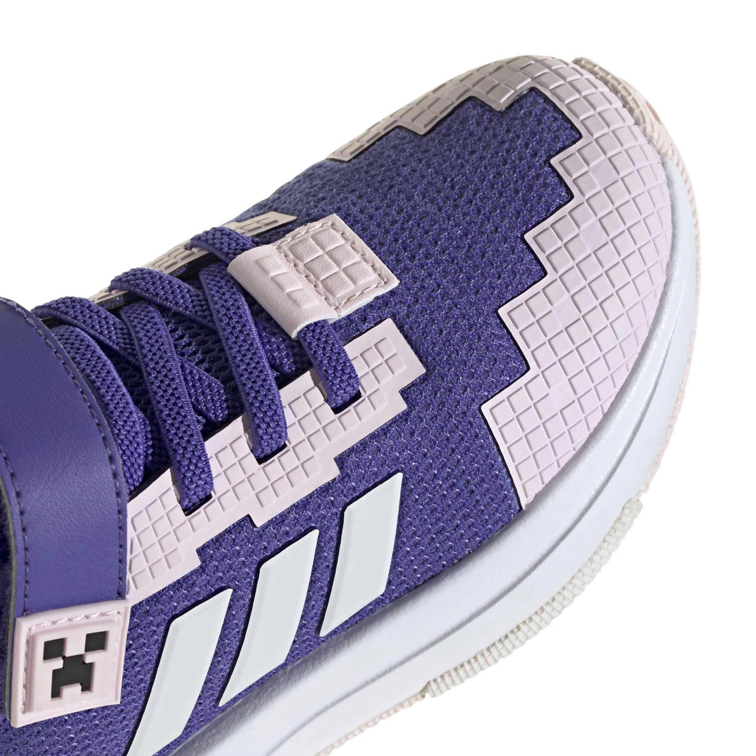 ADIDAS-GIRLS LITTLE KID MINECRAFT PRO SNEAKER-PURPLE & WHITE