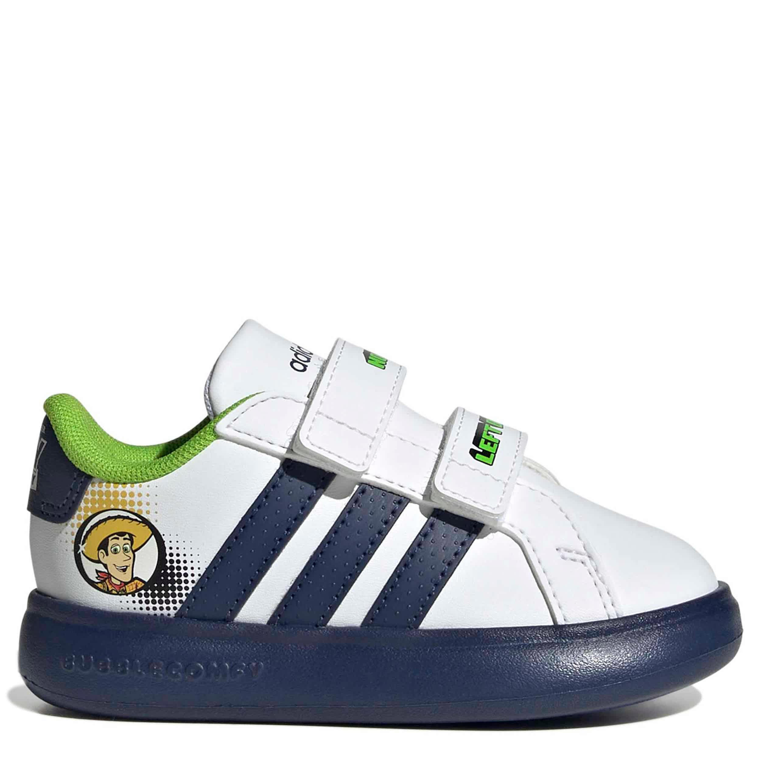 ADIDAS-BOYS TODDLER GRAND COURT SNEAKER-WHITE & DARK BLUE