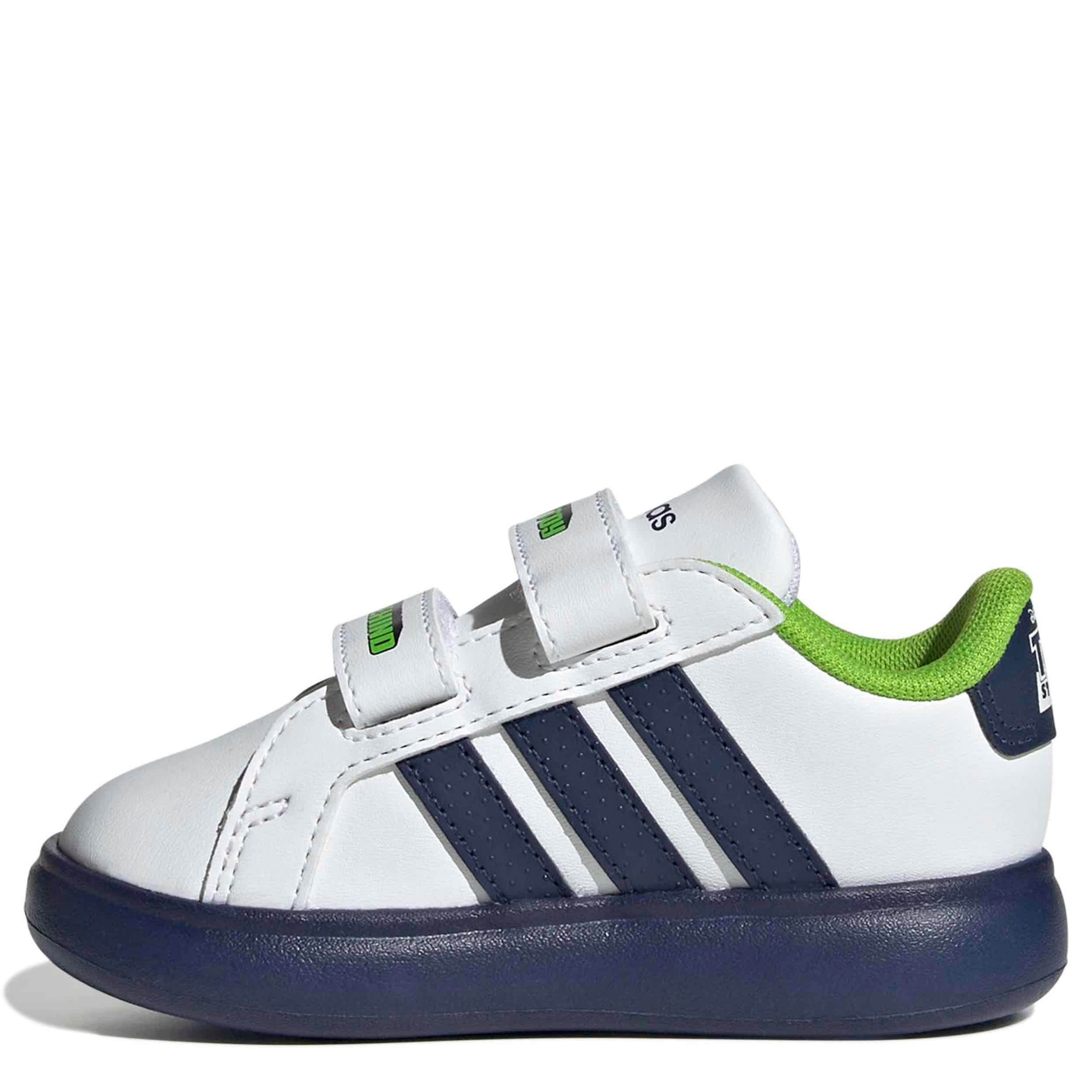 ADIDAS-BOYS TODDLER GRAND COURT SNEAKER-WHITE & DARK BLUE