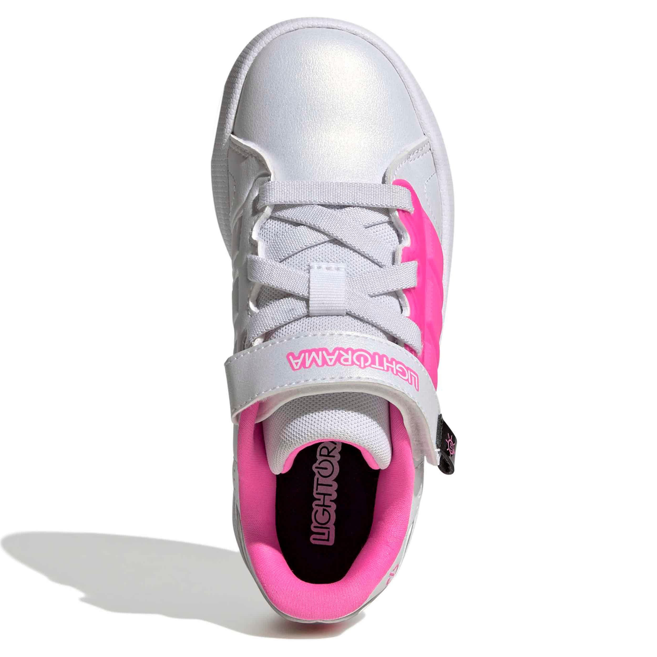 ADIDAS-GIRLS LITTLE KID LIGHTORAMA COURT SNEAKER-WHITE & PINK