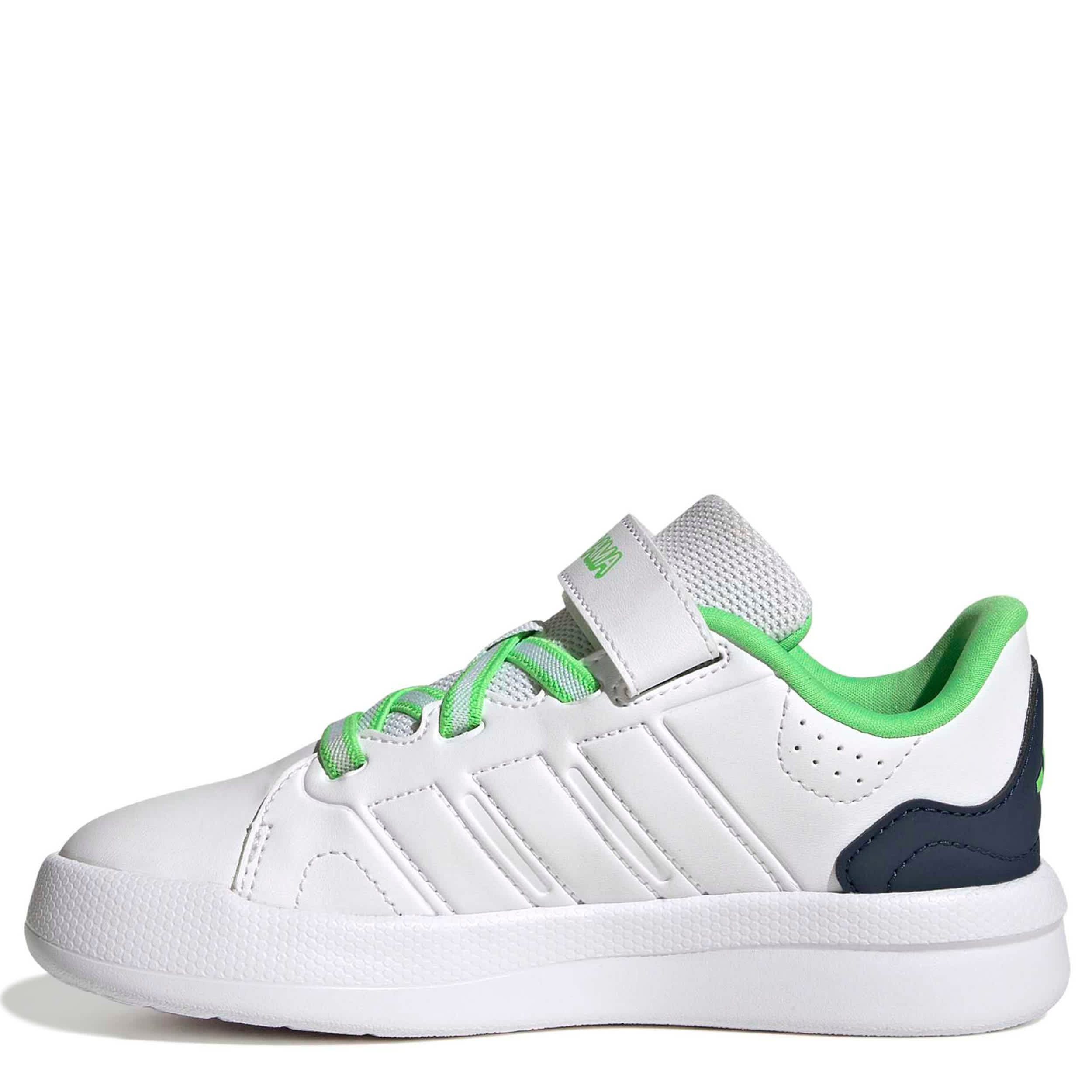 ADIDAS-BOYS LITTLE KID LIGHTORAMA COURT SNEAKER-WHITE & NAVY