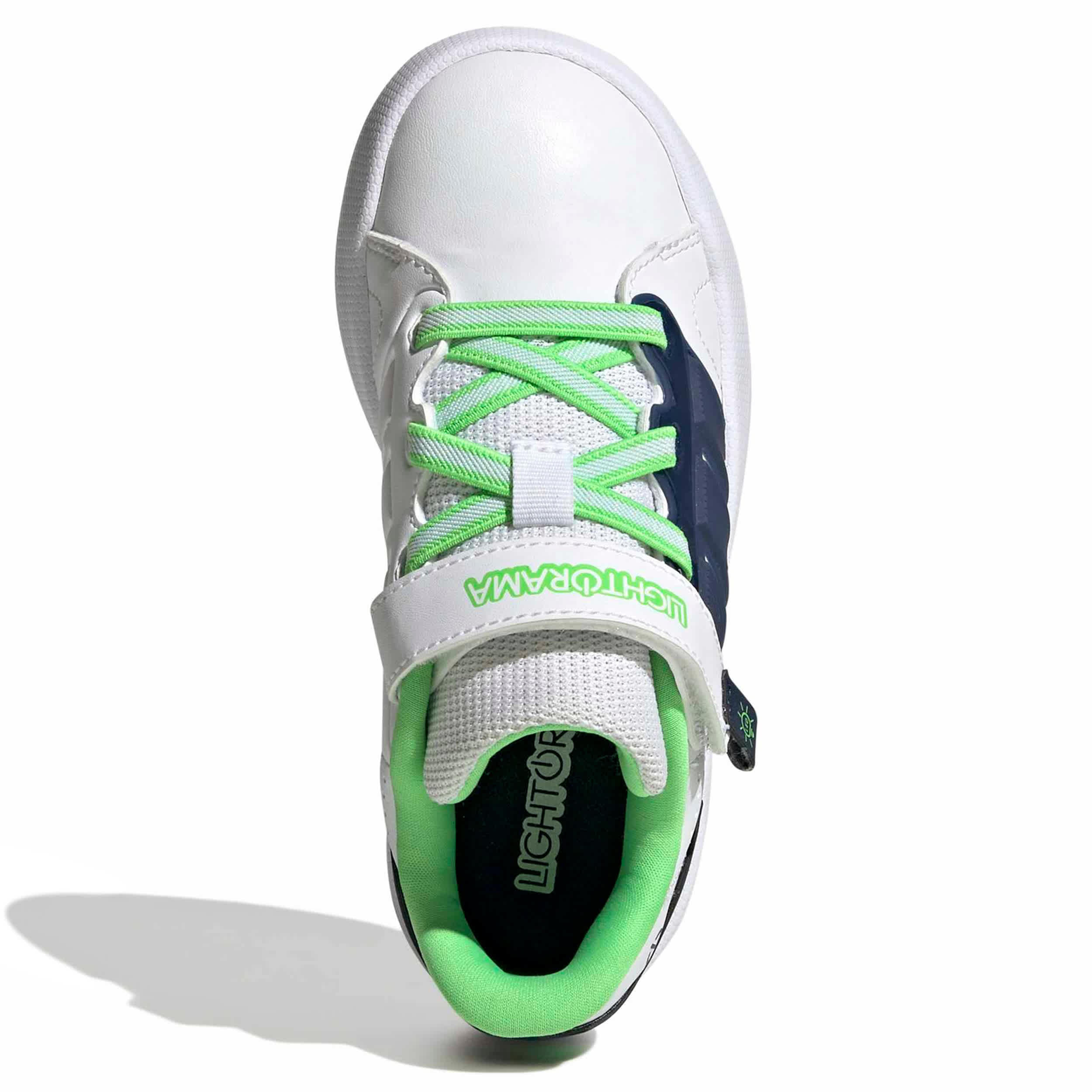 ADIDAS-BOYS LITTLE KID LIGHTORAMA COURT SNEAKER-WHITE & NAVY