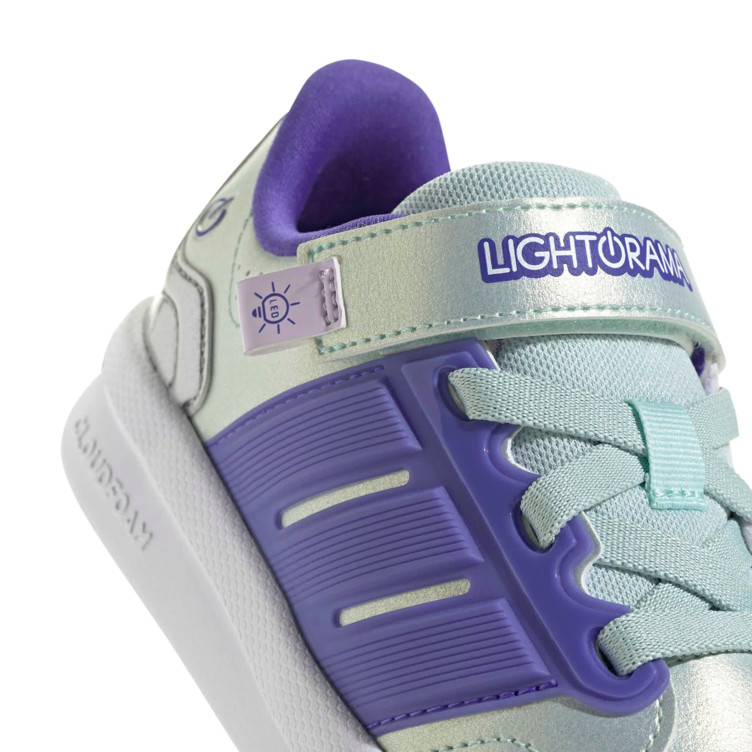 ADIDAS-BOYS LITTLE KID LIGHTORAMA COURT SNEAKER-MINT & PURPLE