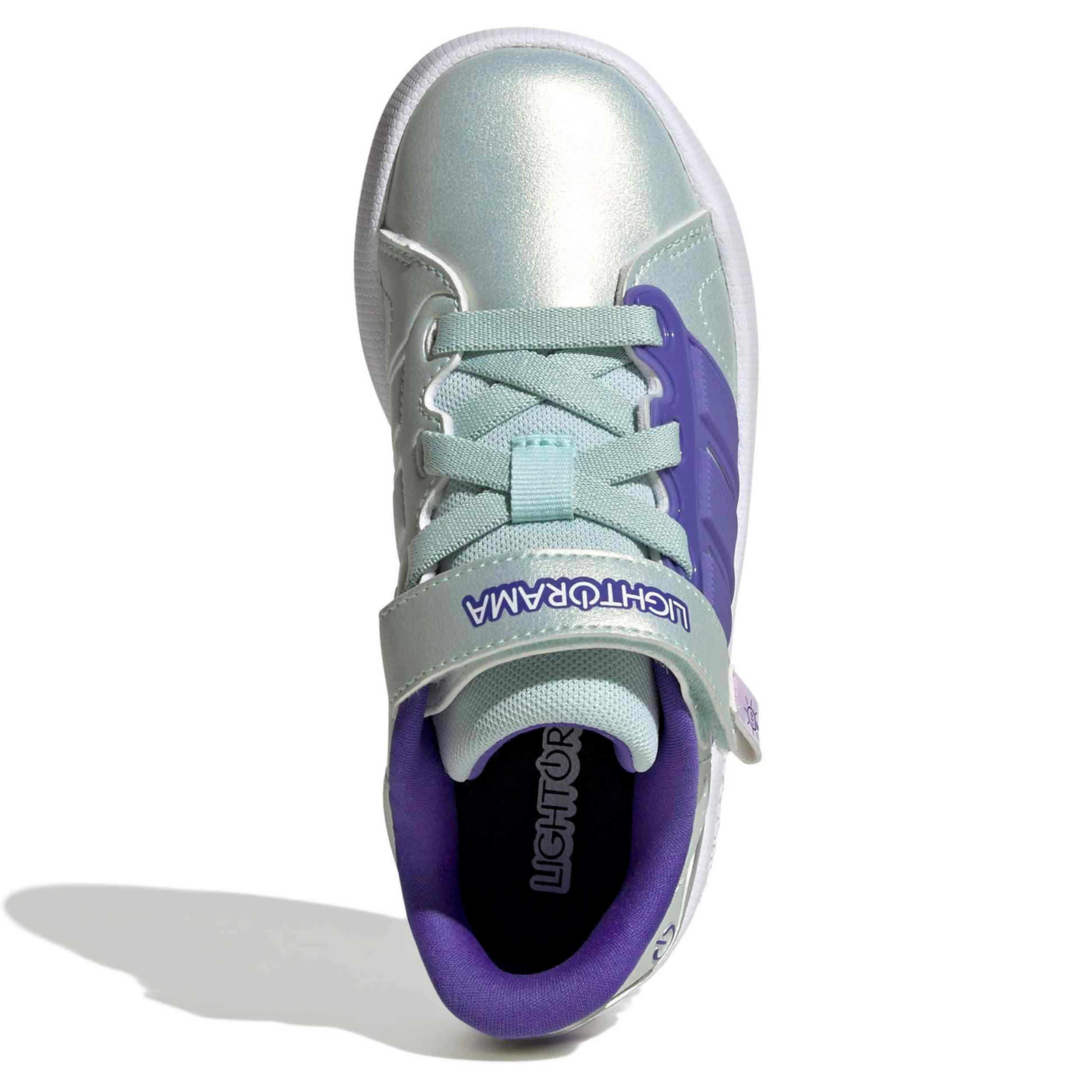 ADIDAS-BOYS LITTLE KID LIGHTORAMA COURT SNEAKER-MINT & PURPLE