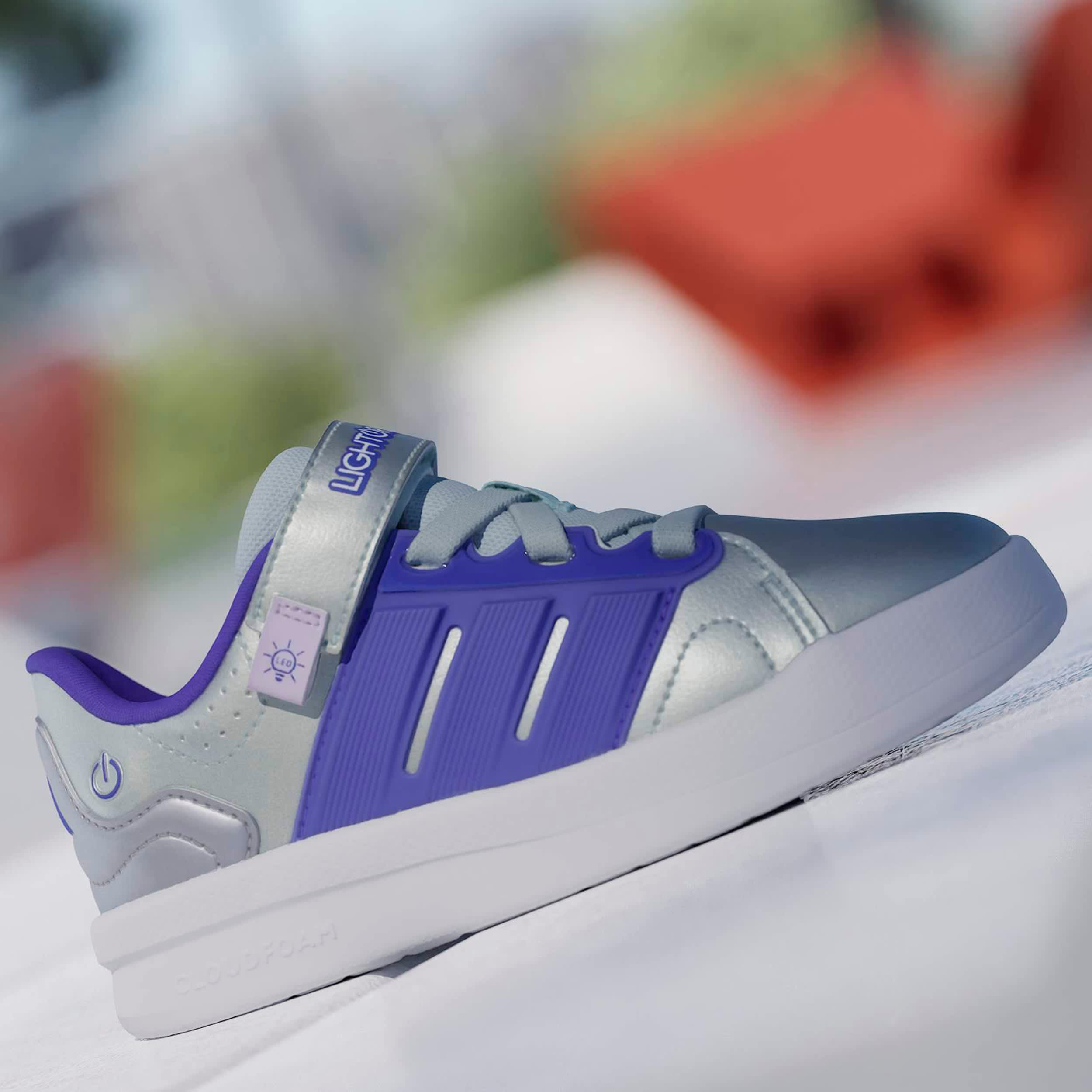 ADIDAS-BOYS LITTLE KID LIGHTORAMA COURT SNEAKER-MINT & PURPLE