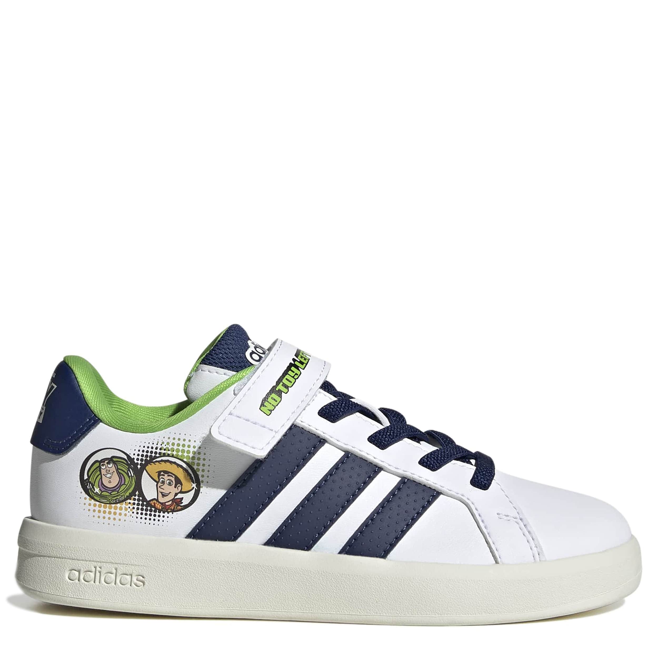 ADIDAS-BOYS LITTLE KID GRAND COURT SNEAKER-WHITE & DARK BLUE