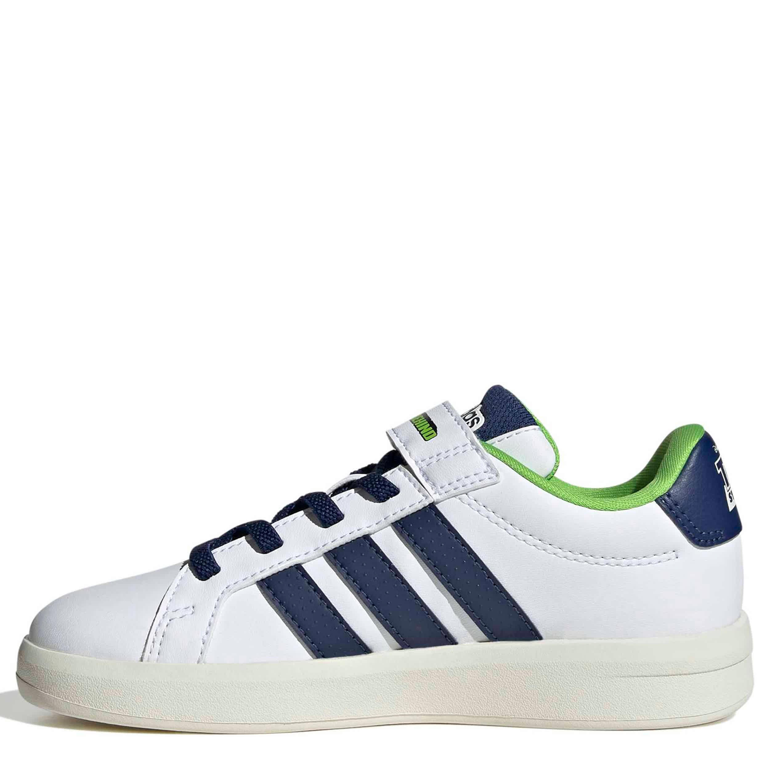 ADIDAS-BOYS LITTLE KID GRAND COURT SNEAKER-WHITE & DARK BLUE