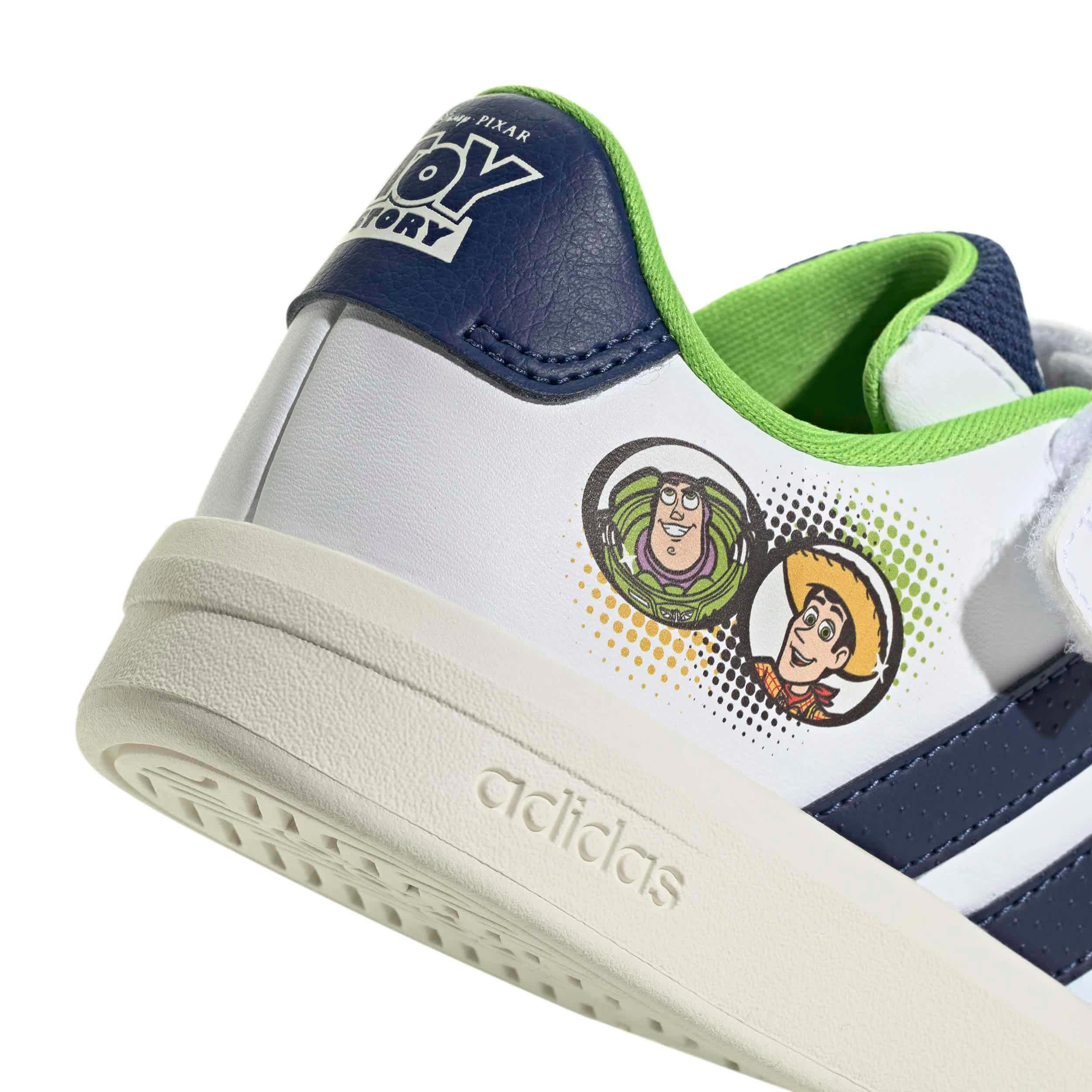 ADIDAS-BOYS LITTLE KID GRAND COURT SNEAKER-WHITE & DARK BLUE