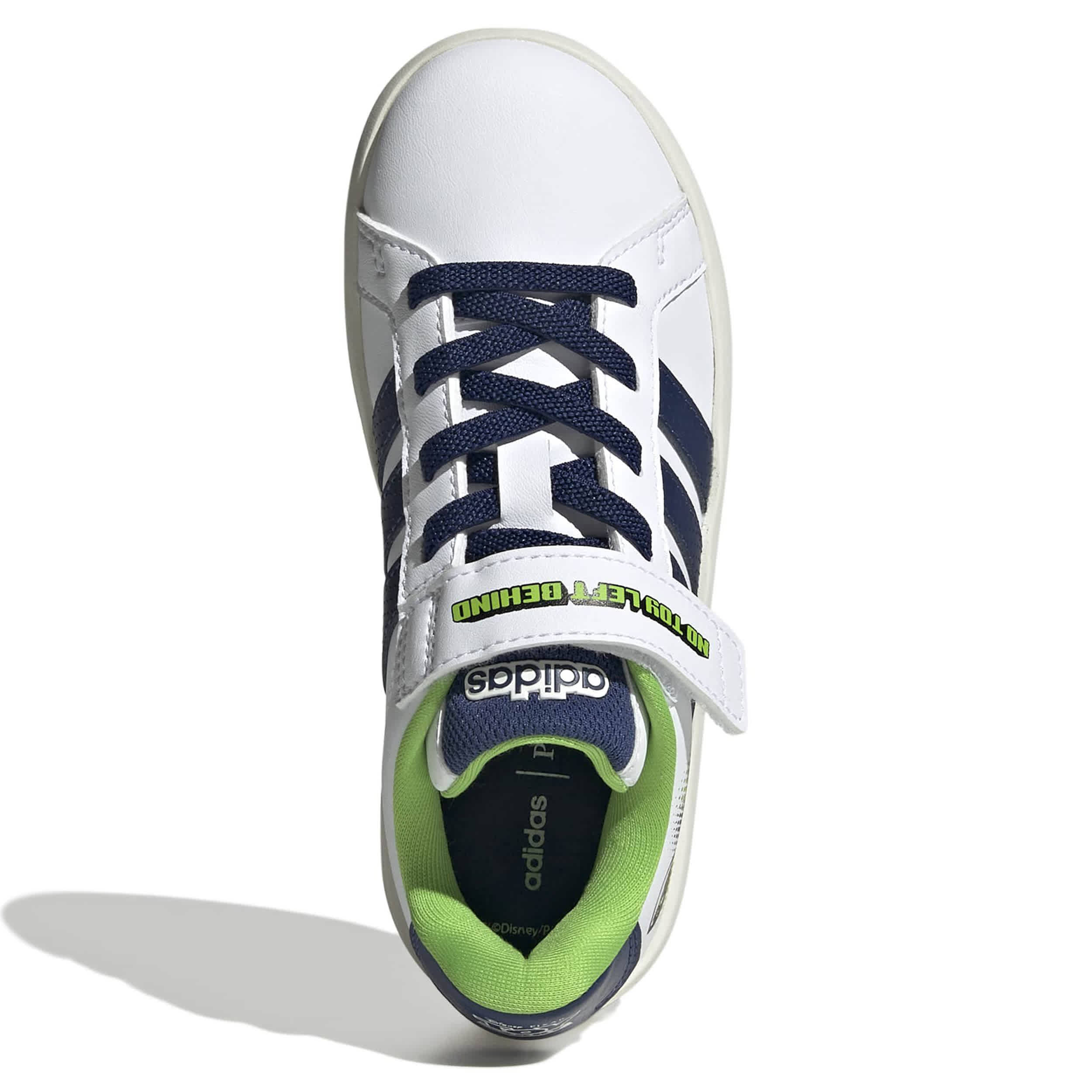 ADIDAS-BOYS LITTLE KID GRAND COURT SNEAKER-WHITE & DARK BLUE