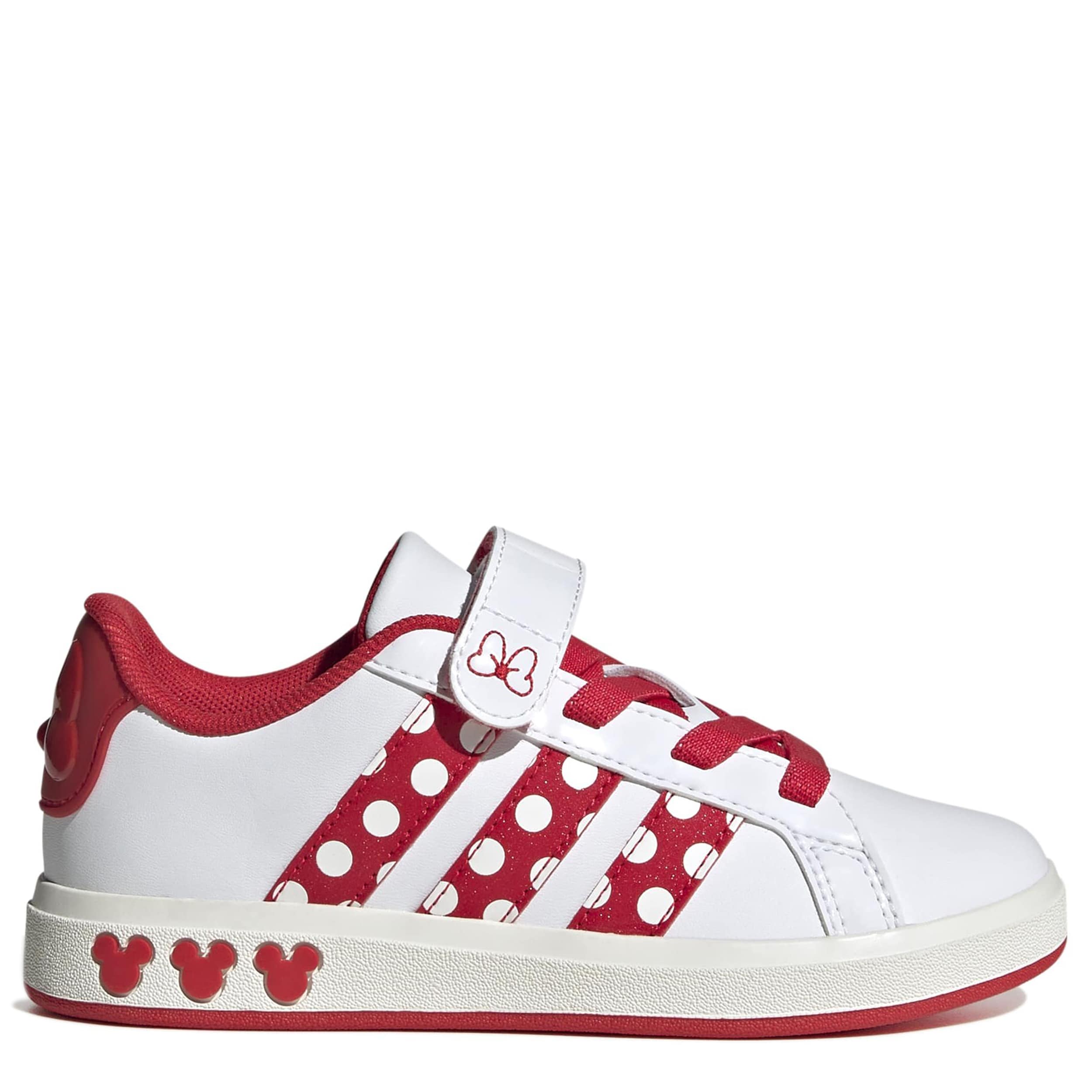 ADIDAS-GIRLS LITTLE-BIG KID GRAND COURT SNEAKER-WHITE & RED