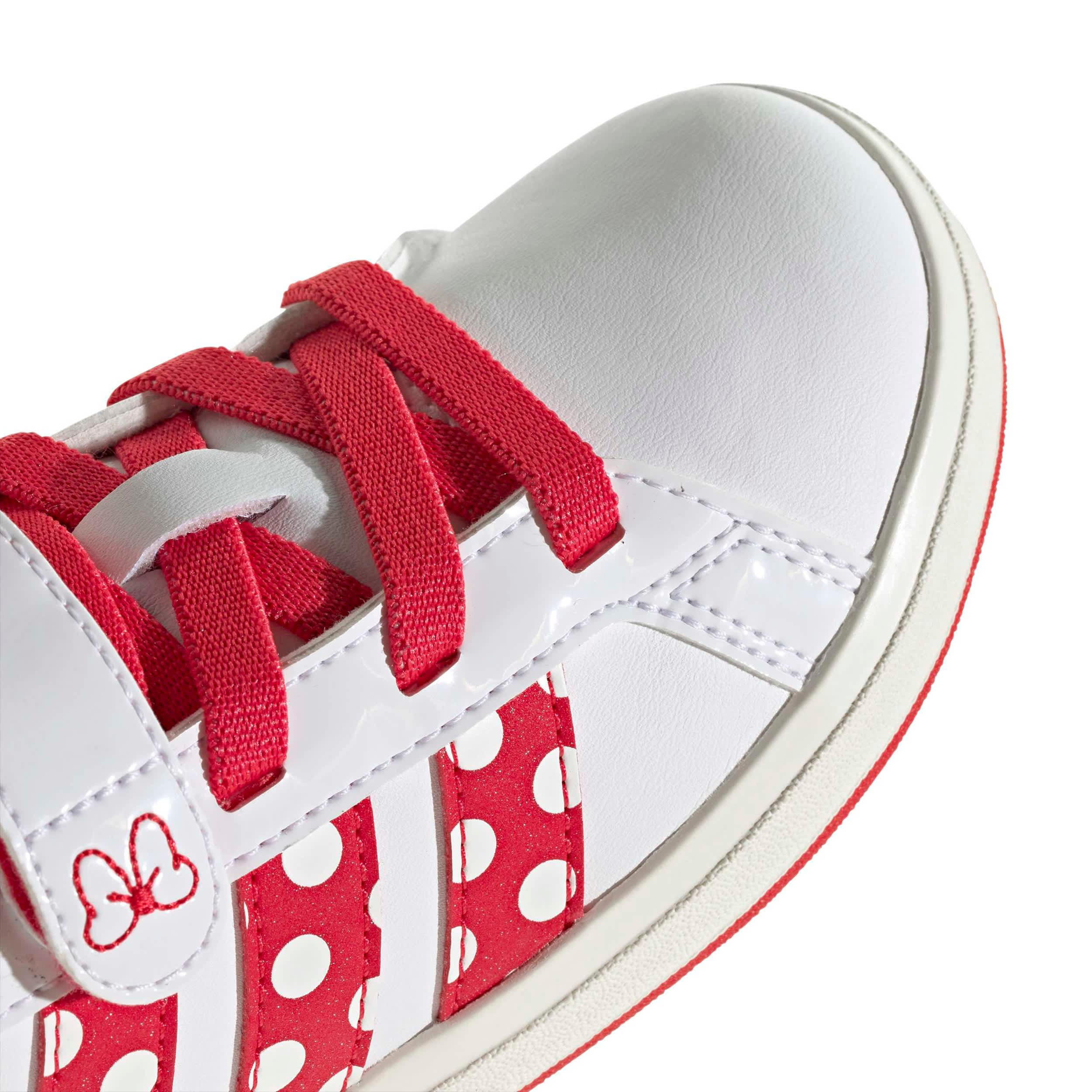 ADIDAS-GIRLS LITTLE-BIG KID GRAND COURT SNEAKER-WHITE & RED