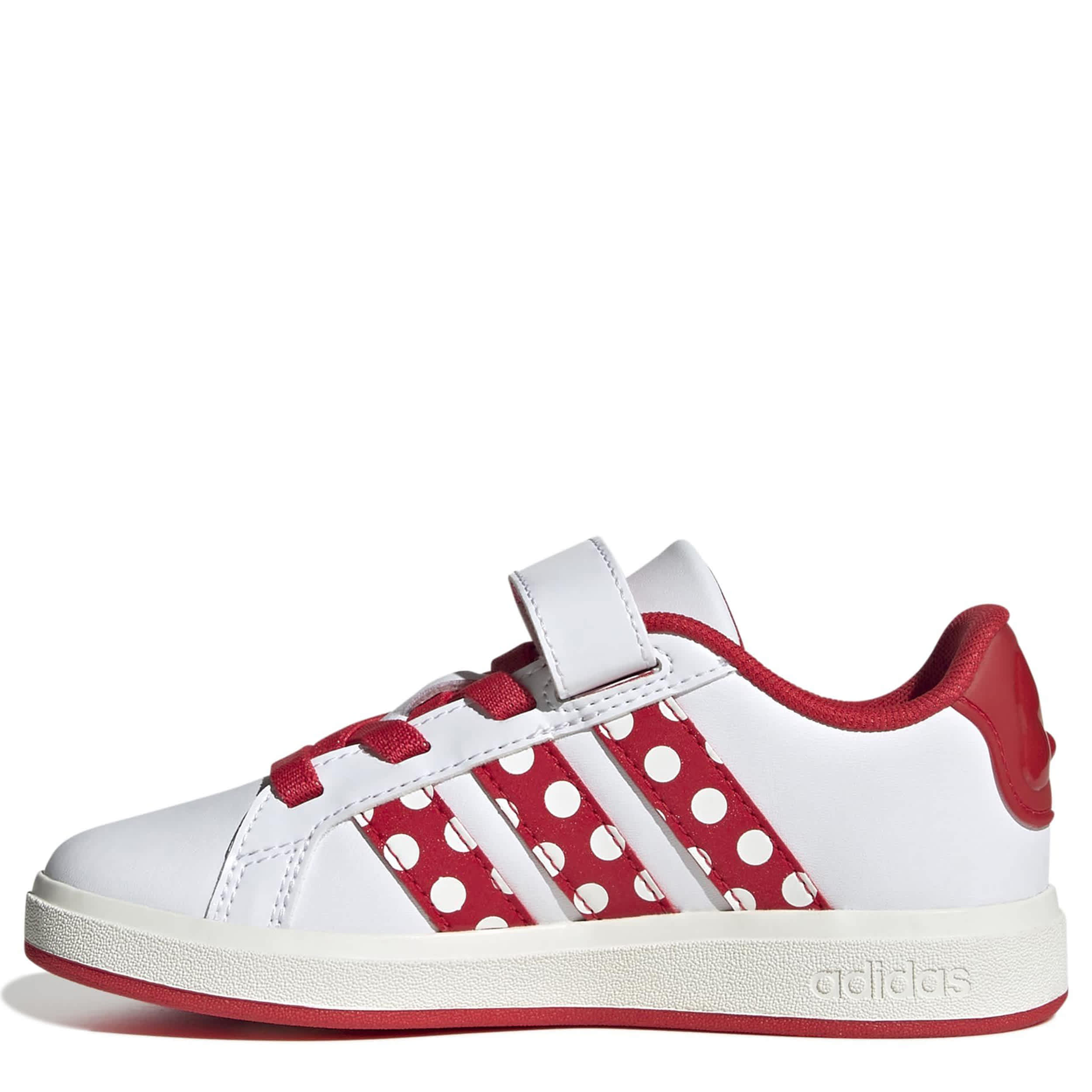 ADIDAS-GIRLS LITTLE-BIG KID GRAND COURT SNEAKER-WHITE & RED