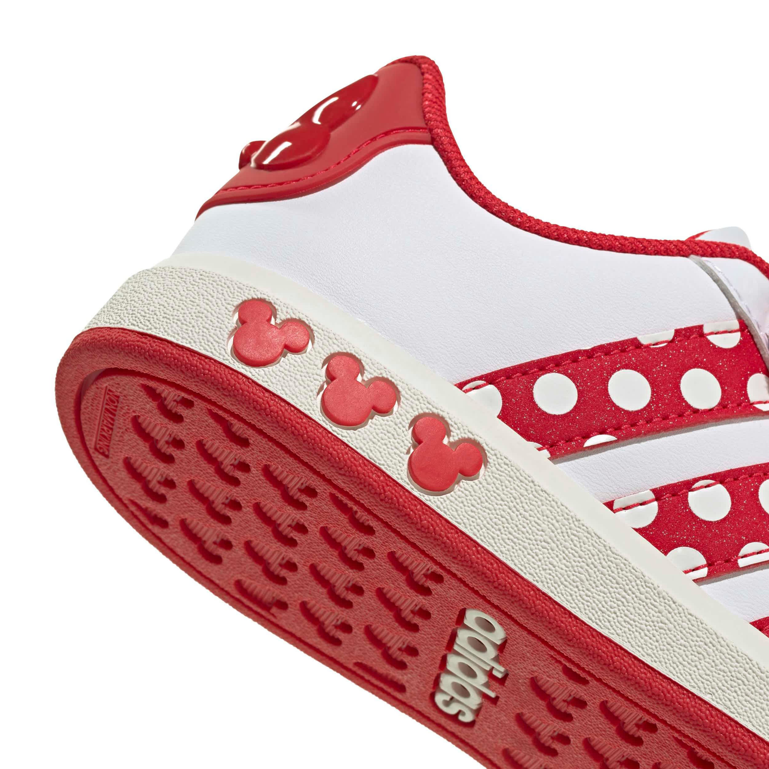 ADIDAS-GIRLS LITTLE-BIG KID GRAND COURT SNEAKER-WHITE & RED