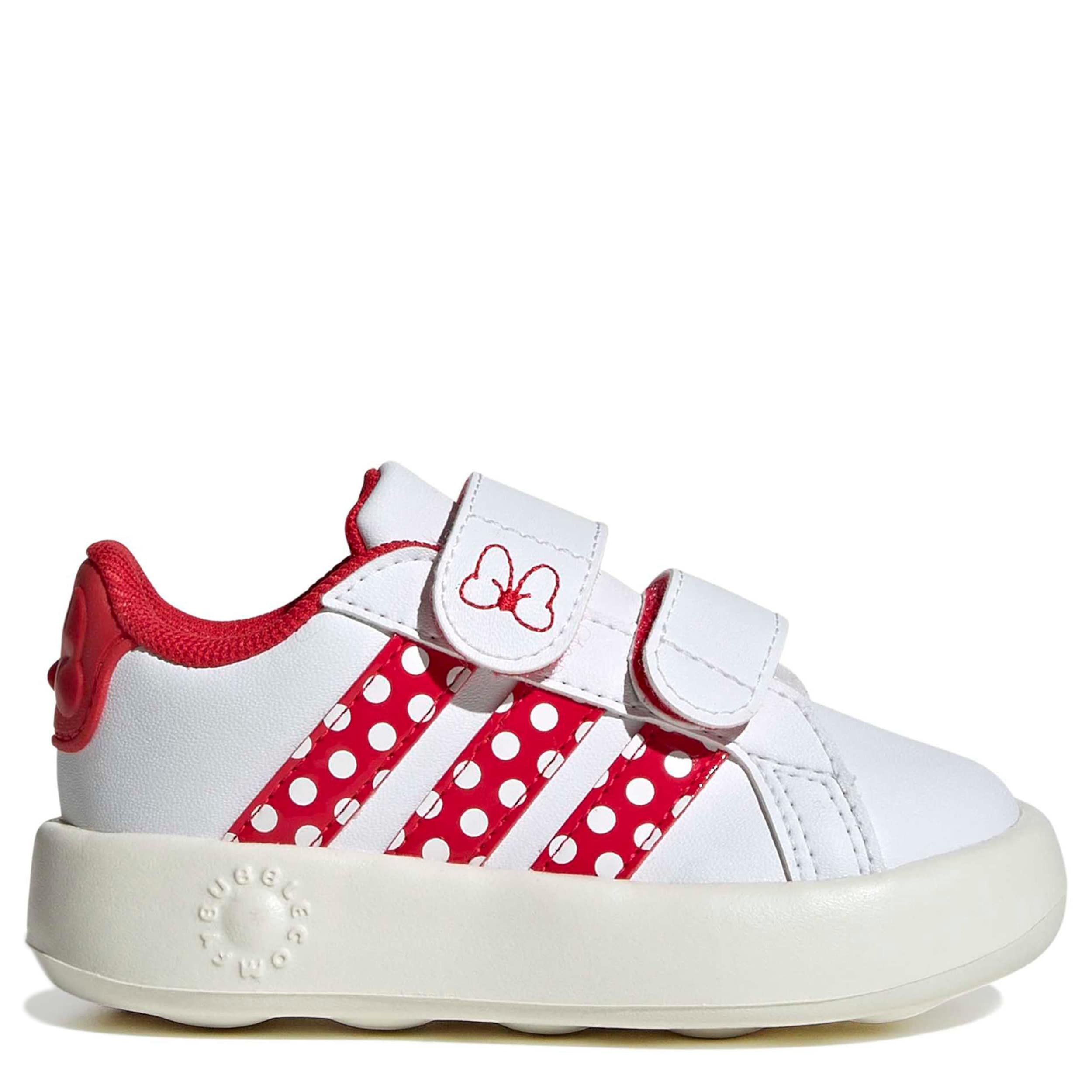 ADIDAS-GIRLS TODDLER GRAND COURT SNEAKER-WHITE & RED