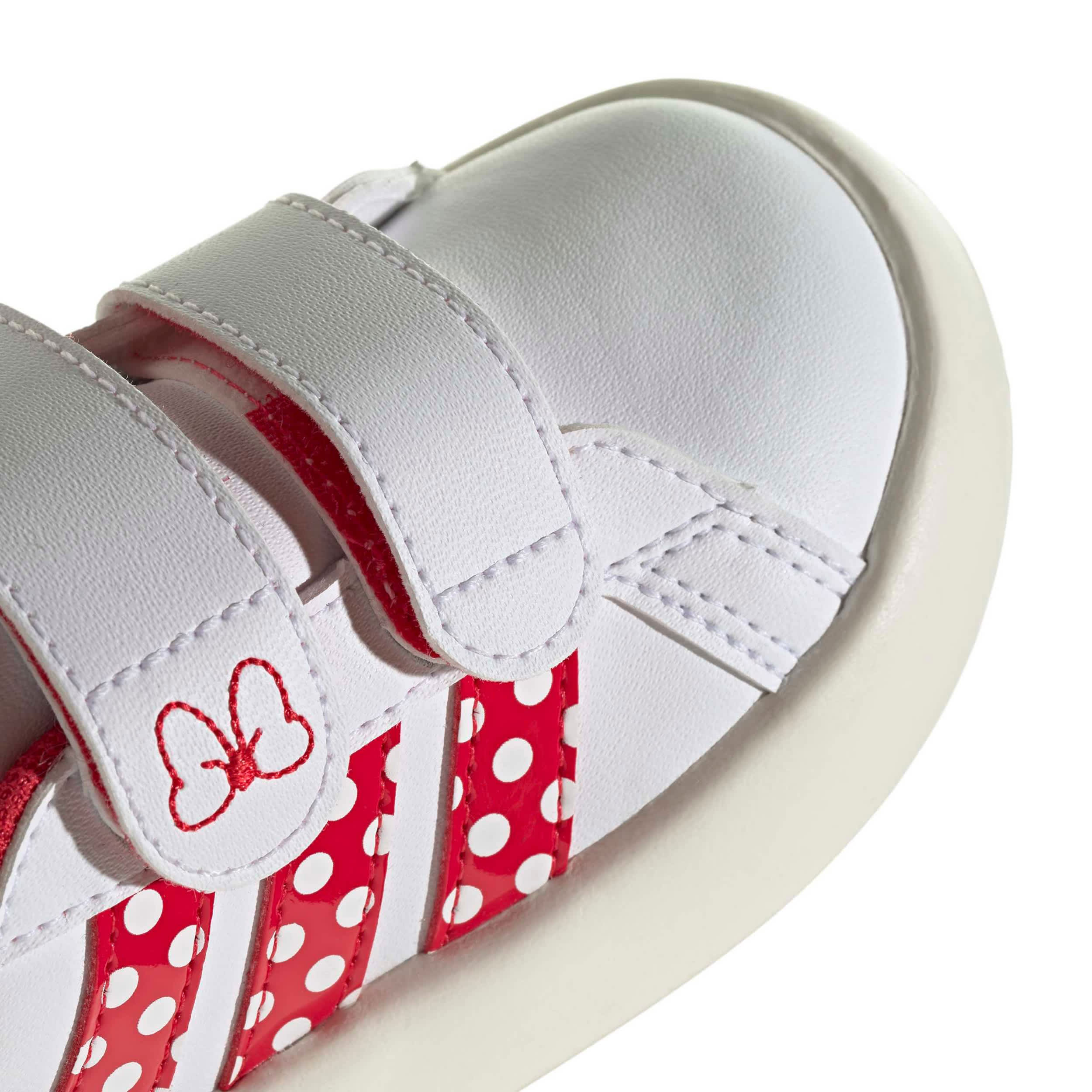 ADIDAS-GIRLS TODDLER GRAND COURT SNEAKER-WHITE & RED