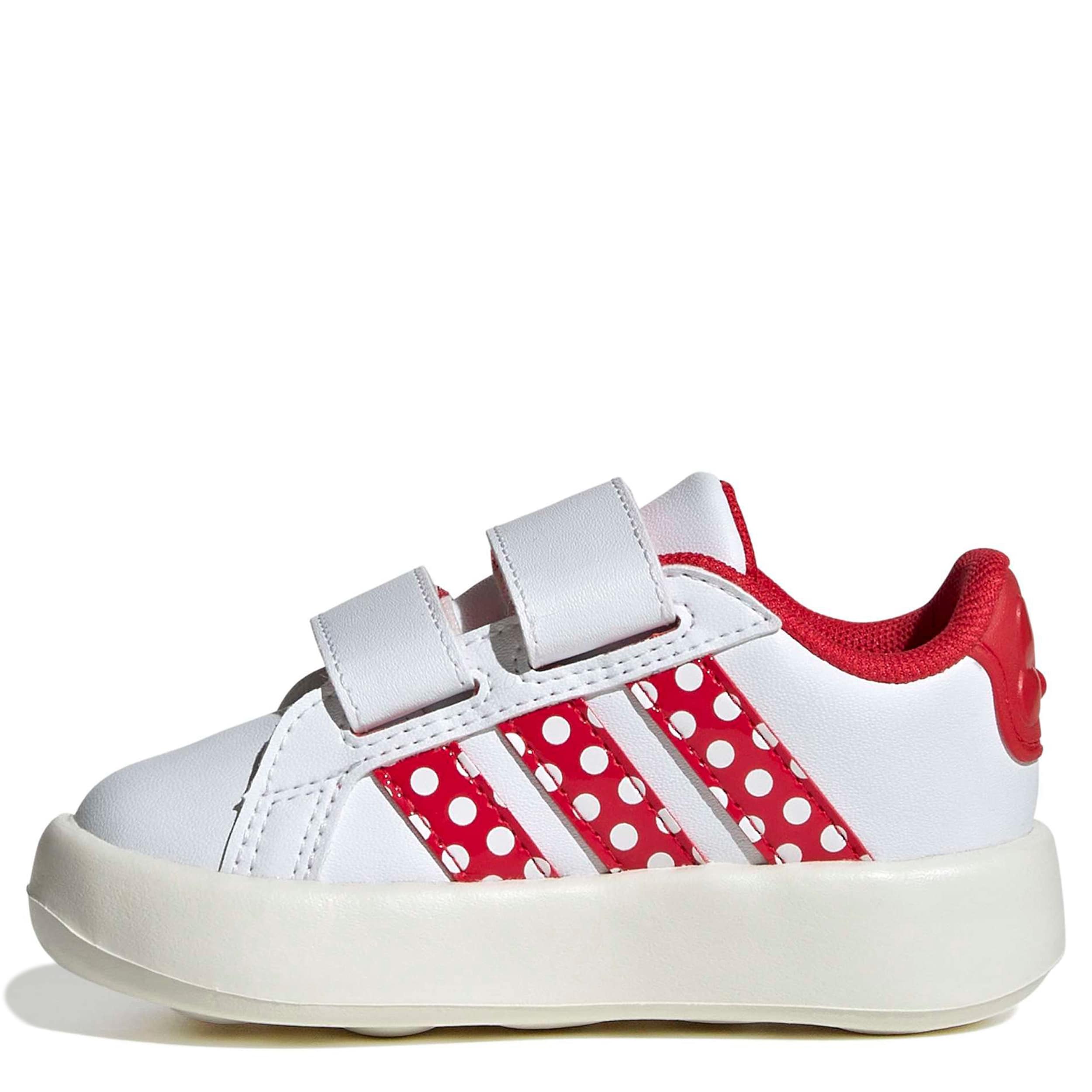 ADIDAS-GIRLS TODDLER GRAND COURT SNEAKER-WHITE & RED