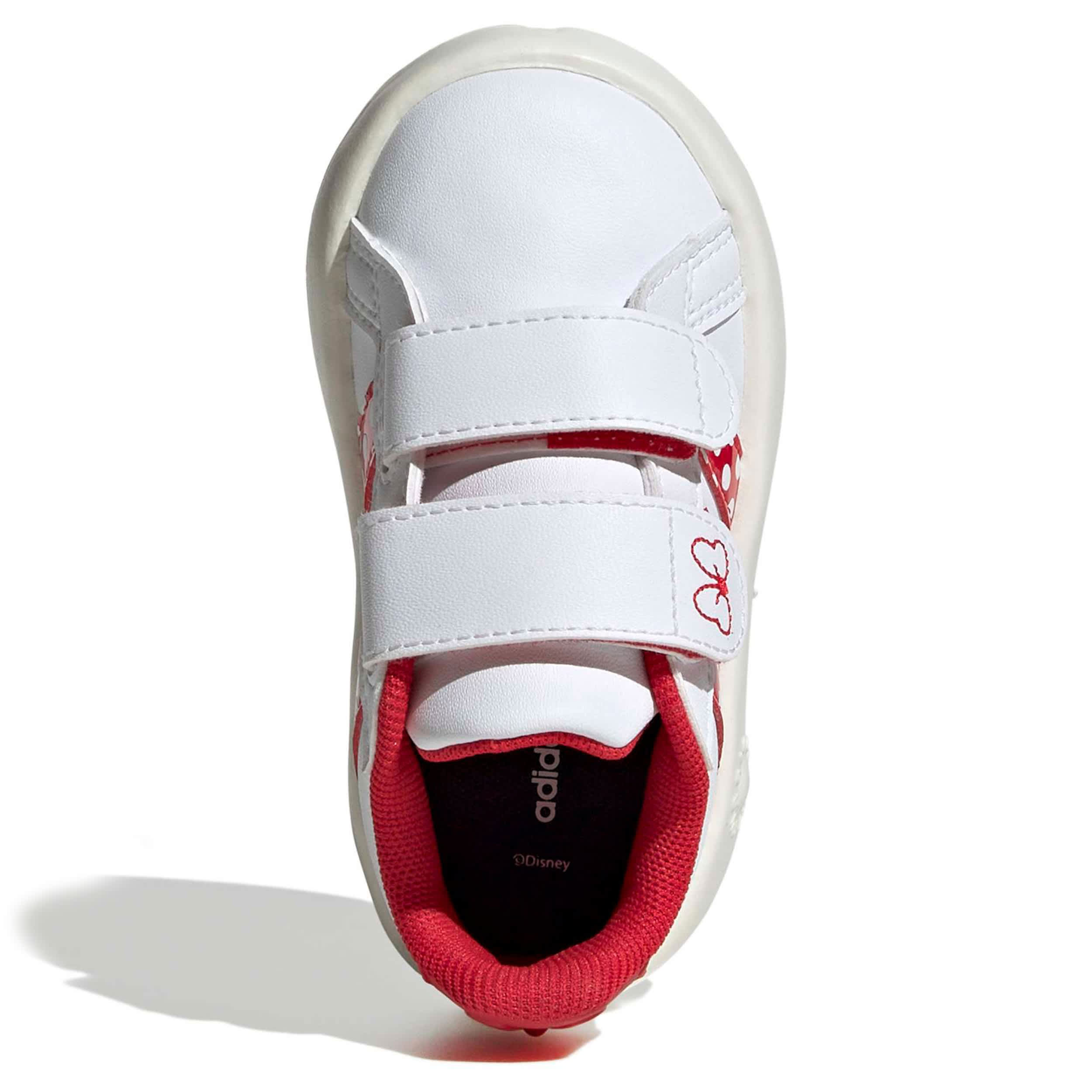 ADIDAS-GIRLS TODDLER GRAND COURT SNEAKER-WHITE & RED