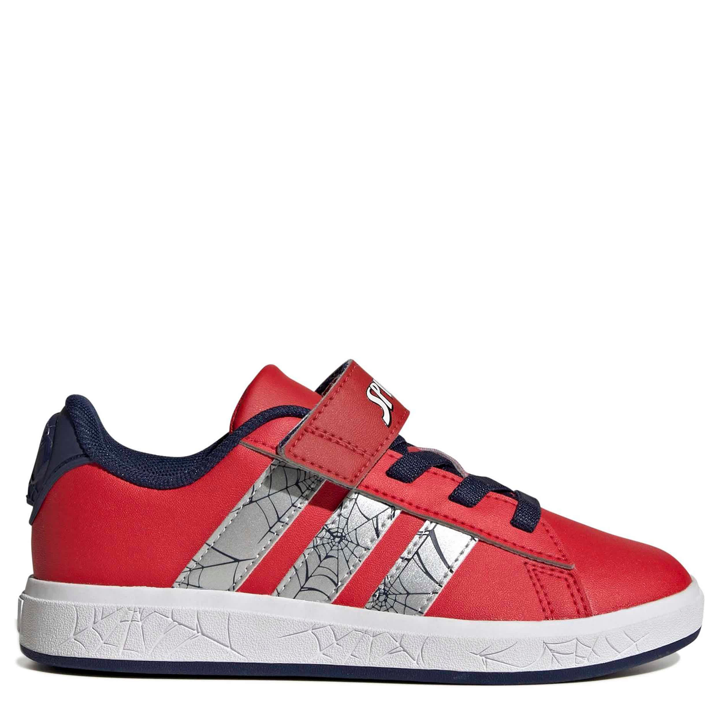 ADIDAS-BOYS LITTLE-BIG KID GRAND COURT SNEAKER-RED & SILVER
