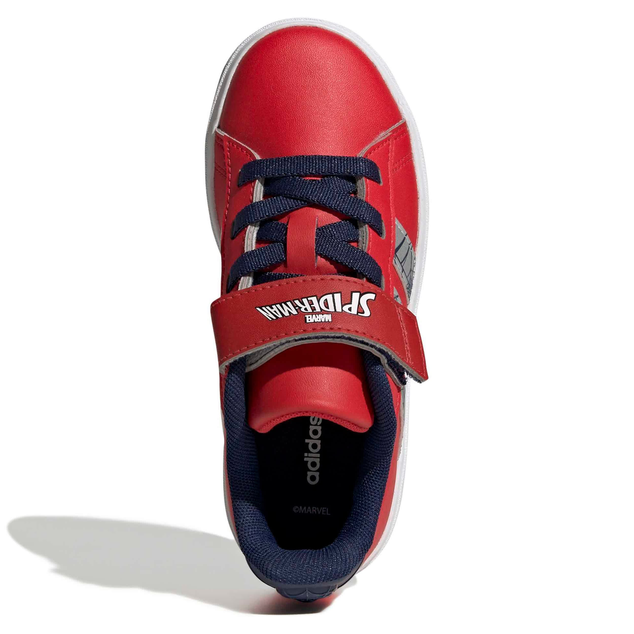 ADIDAS-BOYS LITTLE-BIG KID GRAND COURT SNEAKER-RED & SILVER
