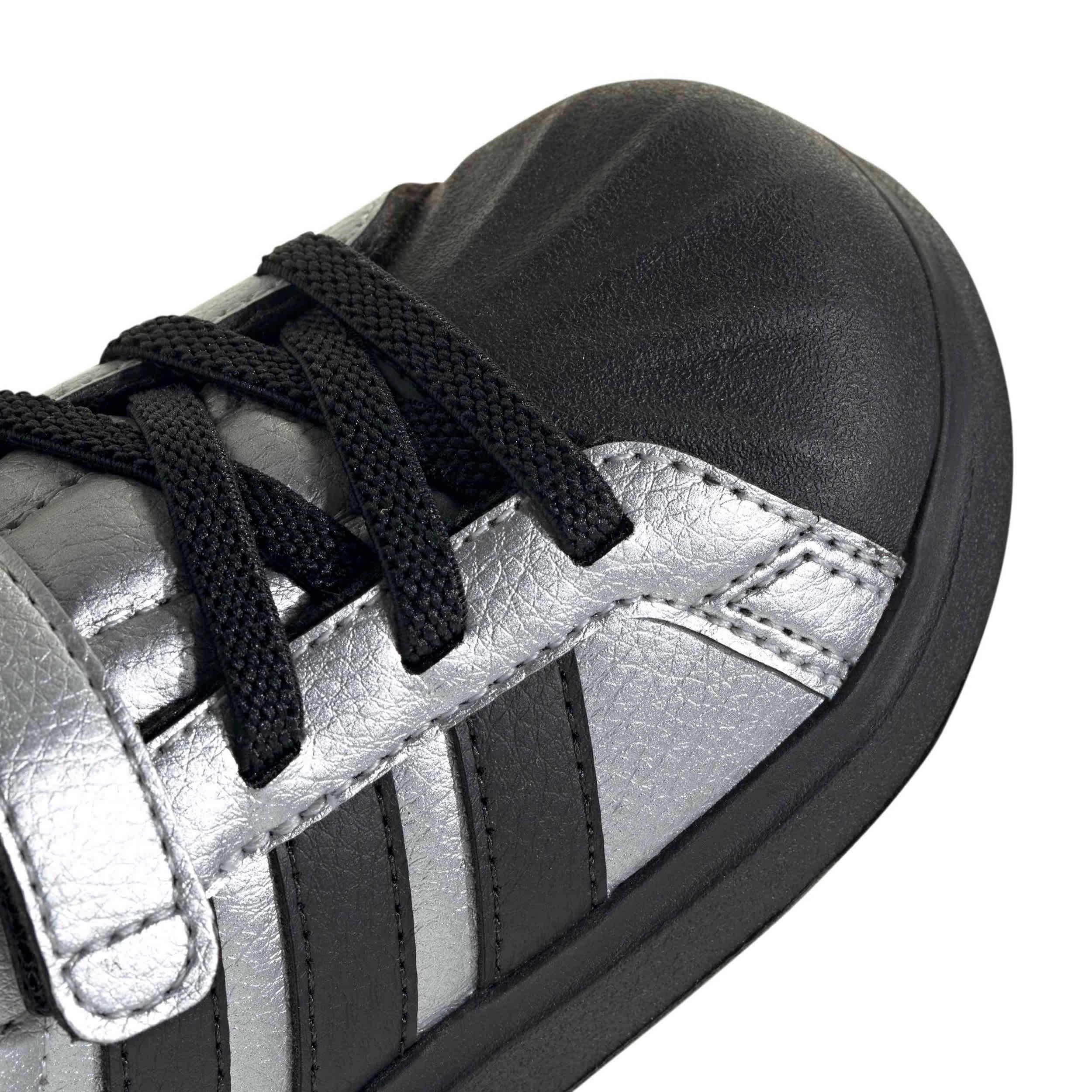 ADIDAS-BOYS TODDLER STREETTALK SNEAKER-SILVER & BLACK