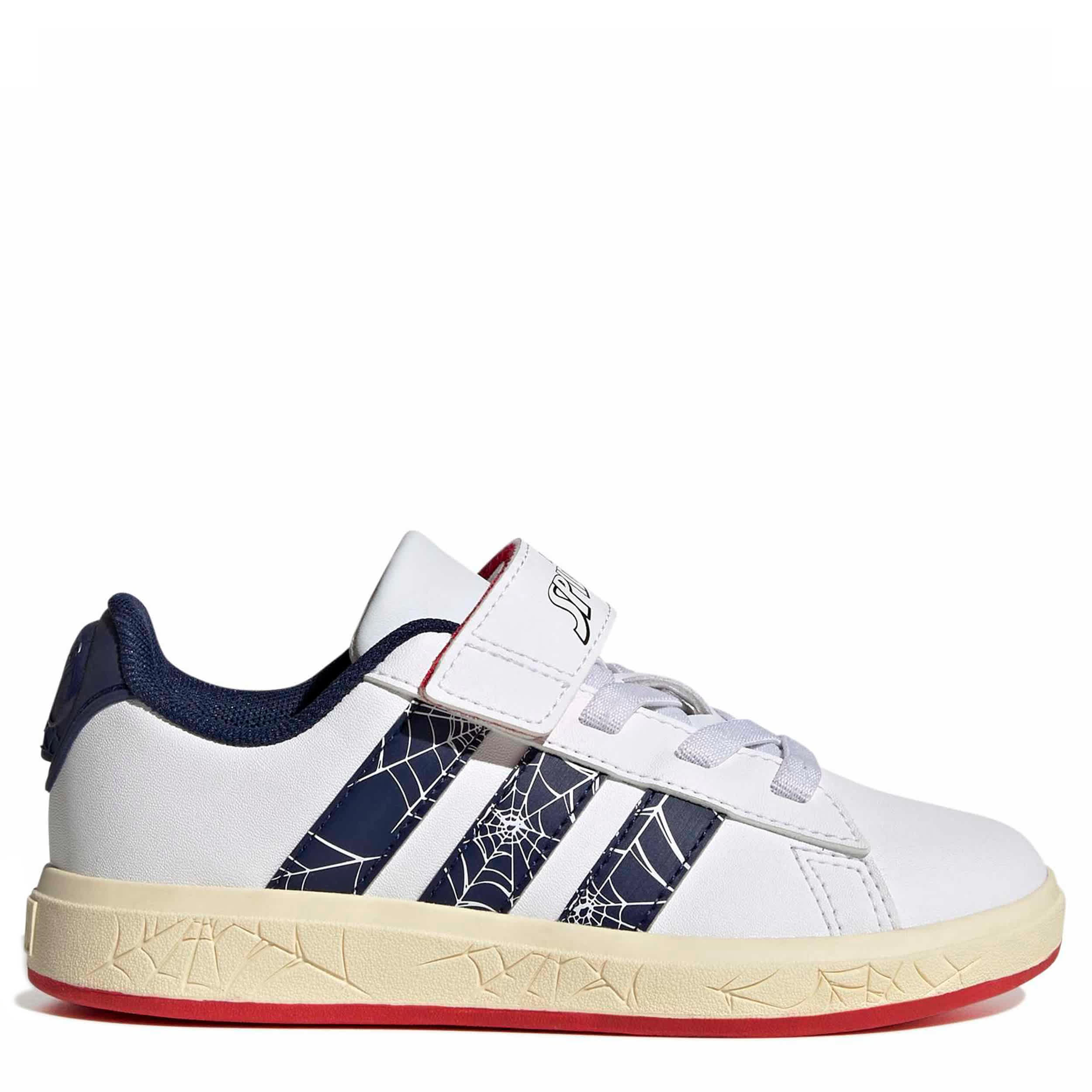 ADIDAS-BOYS LITTLE-BIG KID GRAND COURT SNEAKER-WHITE & DARK BLUE