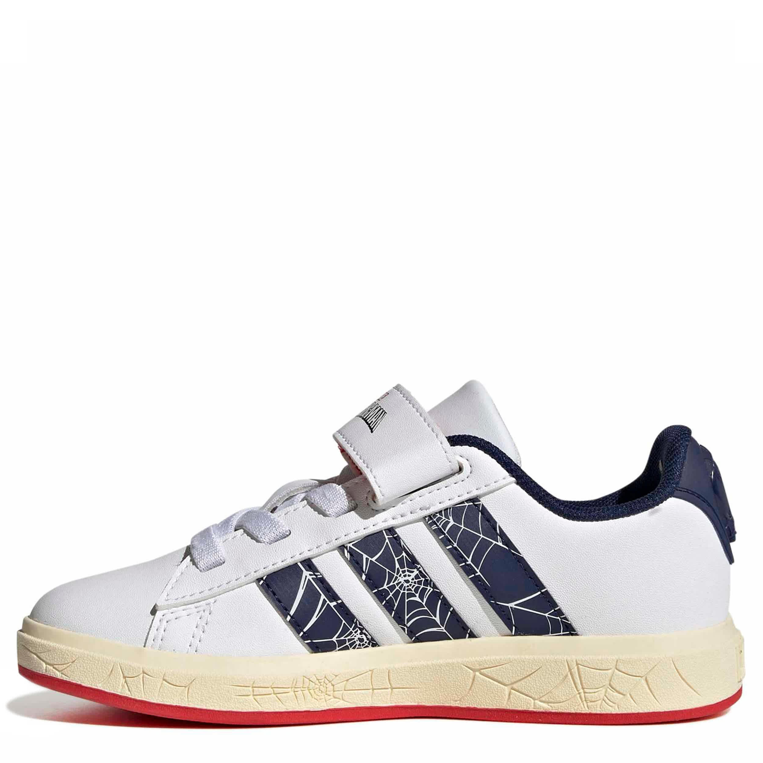 ADIDAS-BOYS LITTLE-BIG KID GRAND COURT SNEAKER-WHITE & DARK BLUE