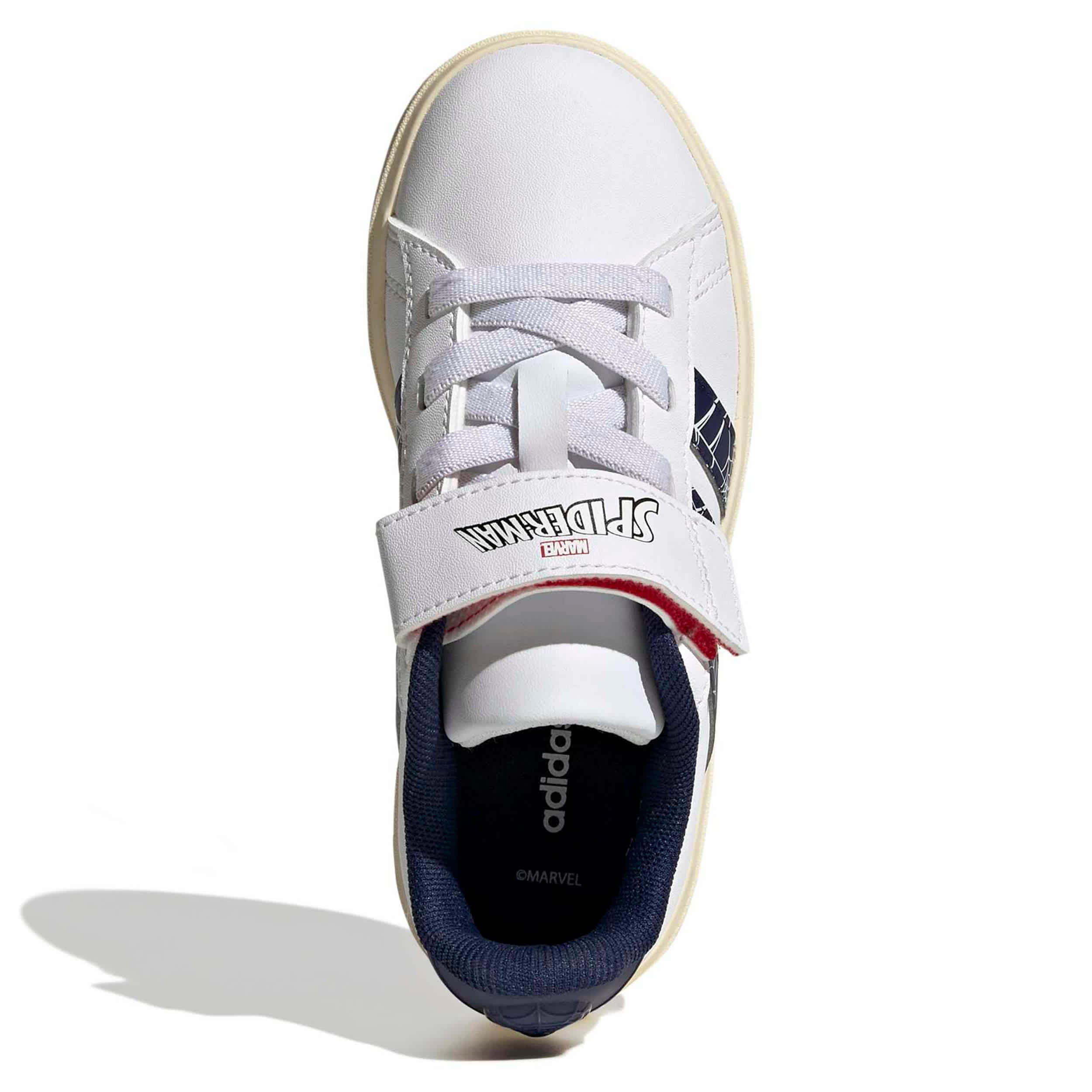 ADIDAS-BOYS LITTLE-BIG KID GRAND COURT SNEAKER-WHITE & DARK BLUE