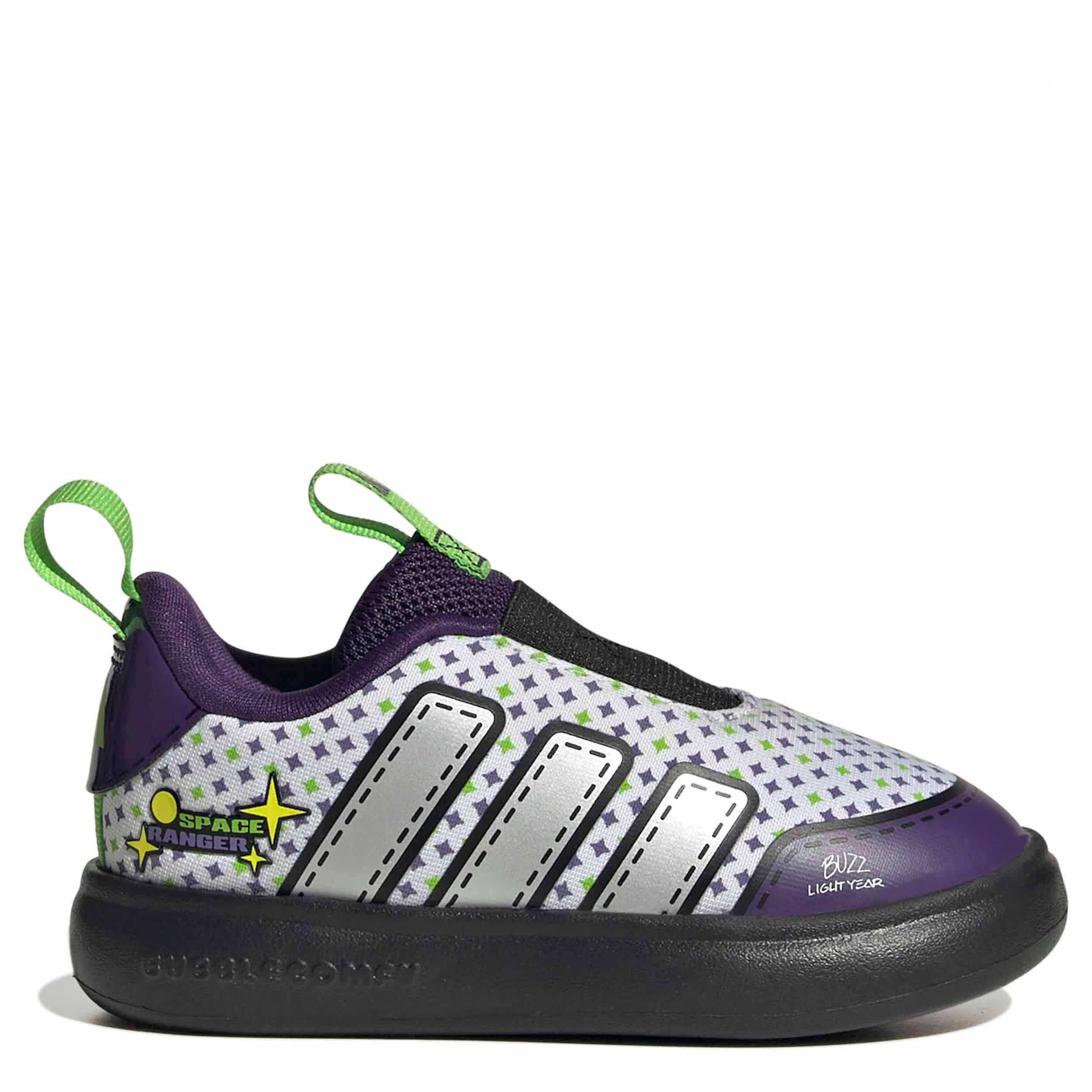 ADIDAS-BOYS TODDLER BUBBLECOMIC SNEAKER-WHITE & SILVER