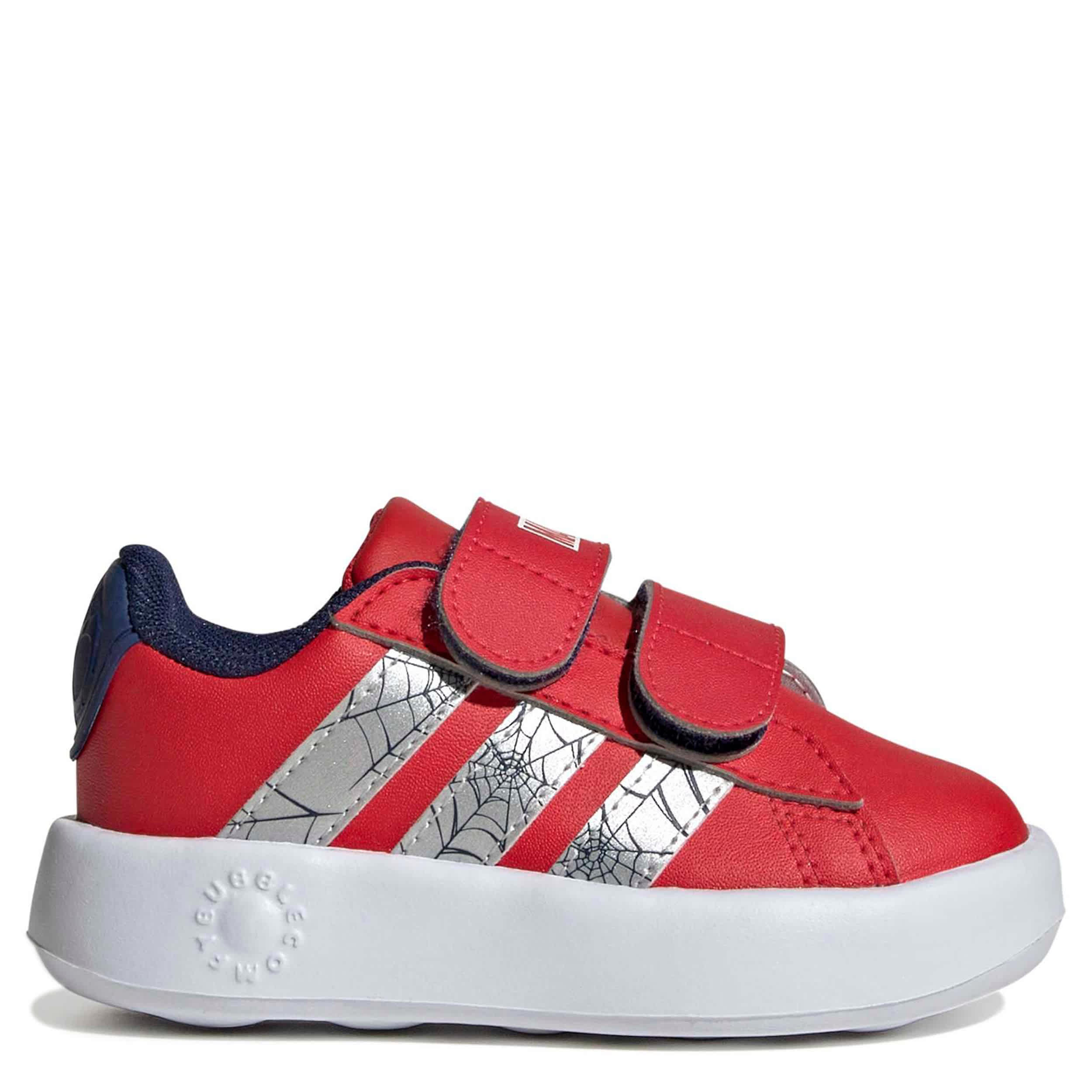 ADIDAS-BOYS TODDLER GRAND COURT SNEAKER-RED & SILVER